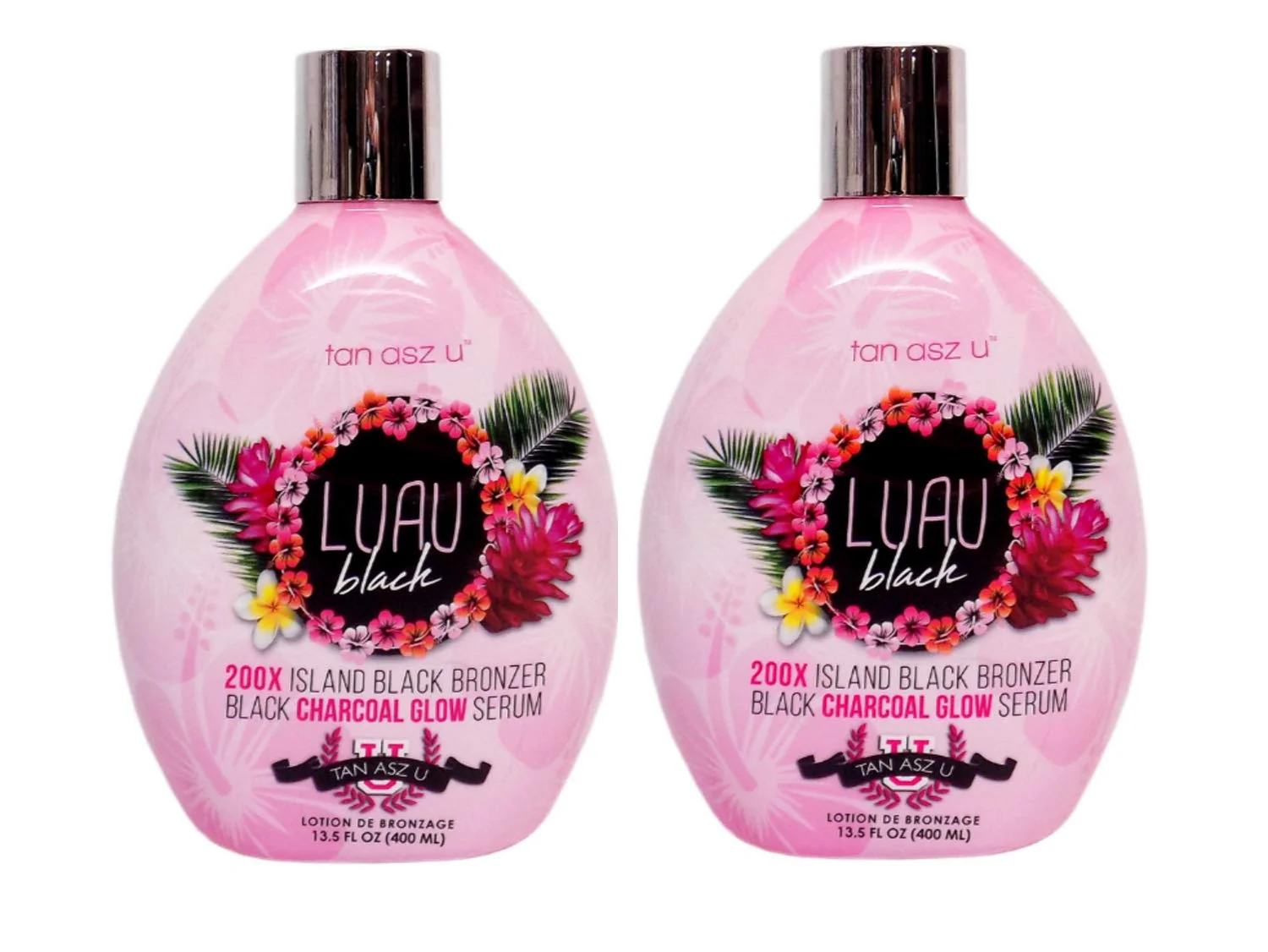 Pure 2-PACK Tan Asz U Luau Black 200X Island Black Bronzer Tanning Lotion - Ultra Dark Tanning Accelerator with Skin Hydrating Smoothing Blend 13.5 oz Fast