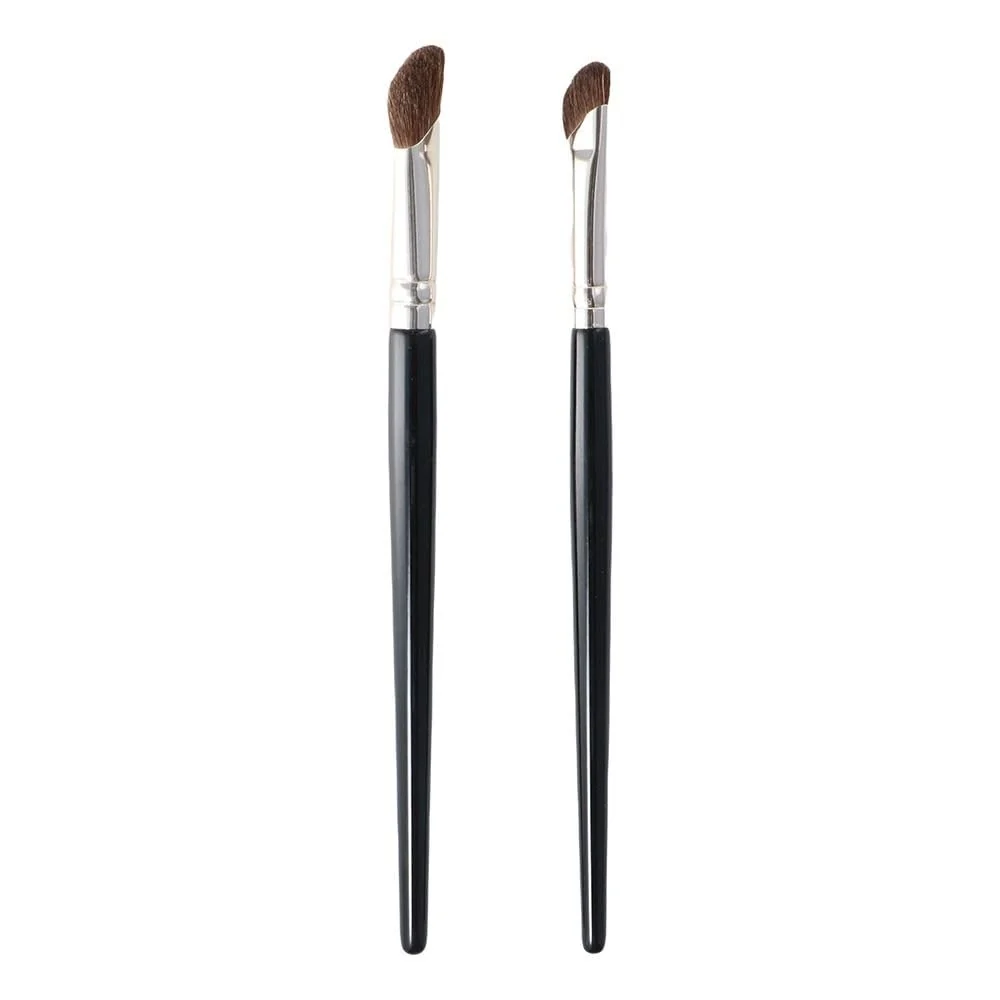 Functional 2PCS Angled Shading Eyeshadow Makeup Brush - Eye Brow Bone Highlighter Nose Contour Brush Small Soft Natural Horse Bristle Slanted 6 in Long Convenient