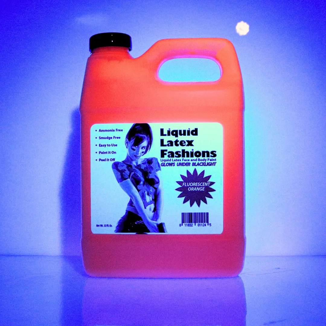 Lightweight 32oz Fluorescent Orange - Liquid Latex UV Black Light Body Paint Top-Quality