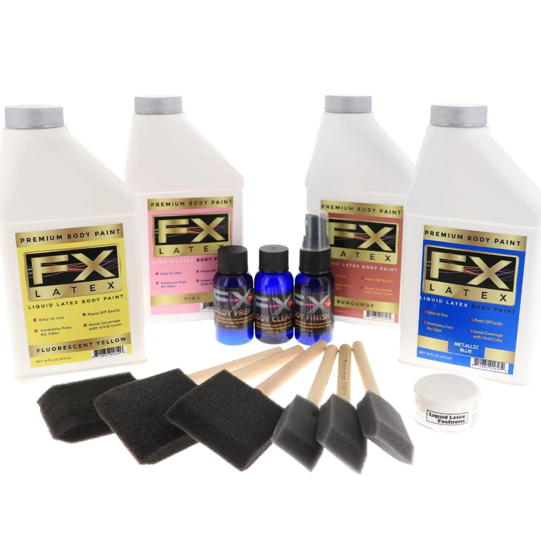 Fine Crafted 4 16oz Liquid Latex Build Your Own Pack Brushes Prep Kit Minimalist