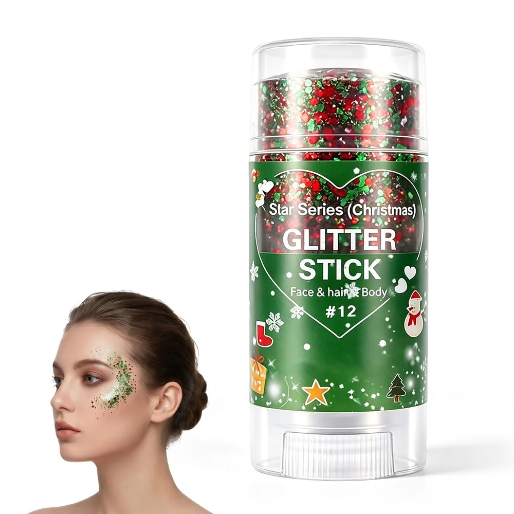 Flexible 4th of July Glitter Stick Patriotic Red White and Blue Face Hair Body Glitter Stick 4th of July Outfits for Women Men Sparkling Glitter Makeup Crafted