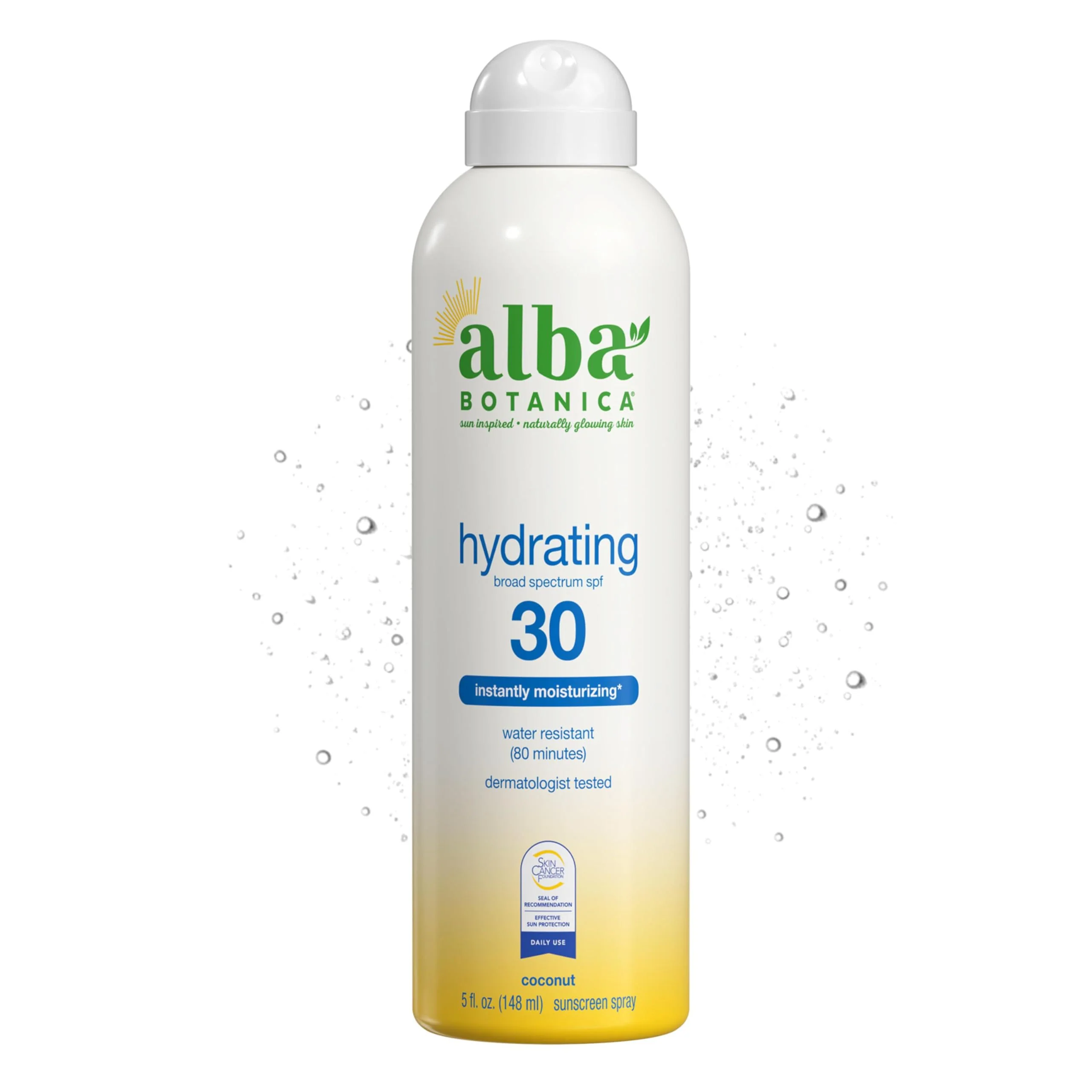 First-Class Alba Botanica Hydrating Sunscreen Spray SPF 30 Broad Spectrum Protection Instantly Moisturizing Water Resistant 80 minutes Hypoallergenic Stylish