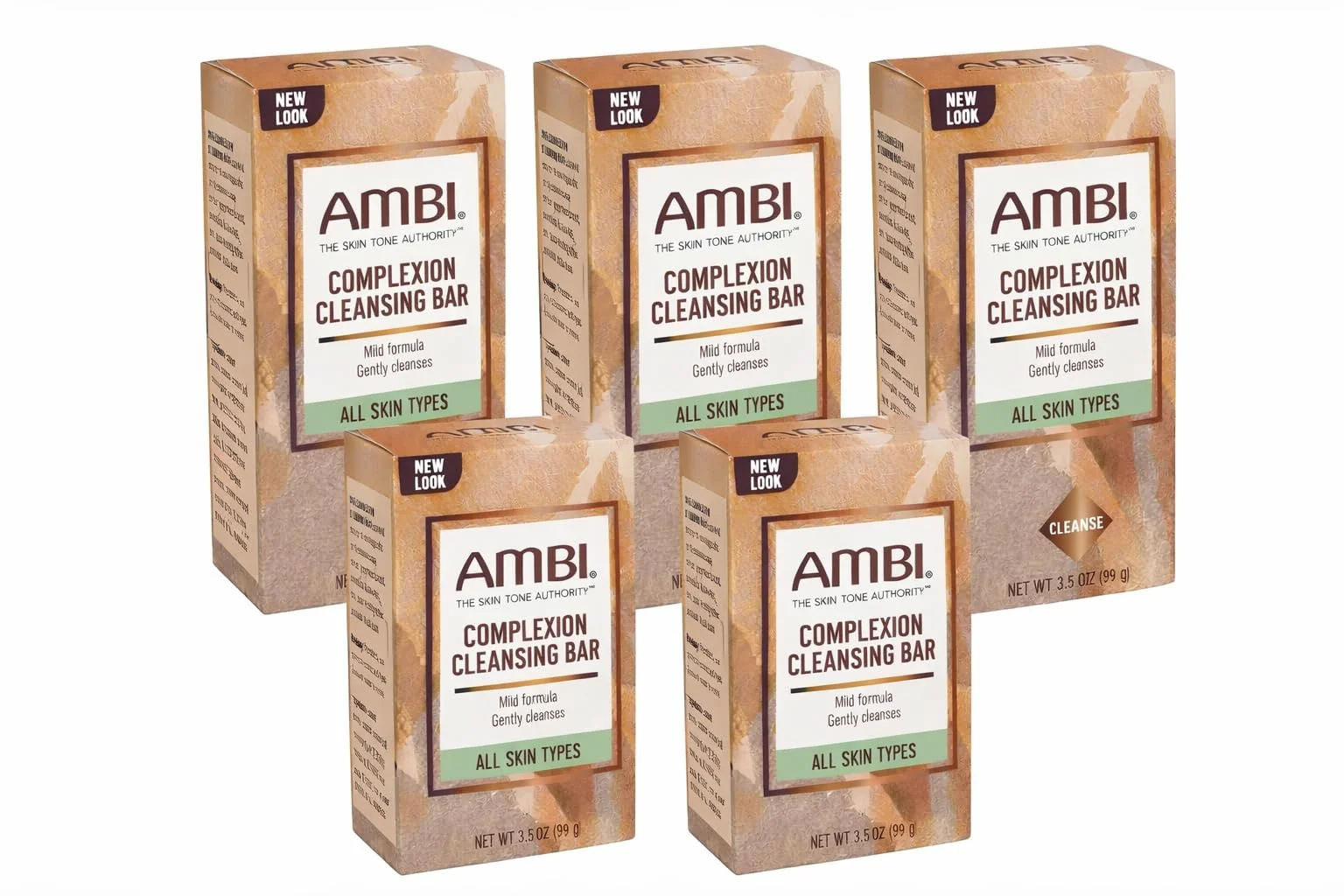Enhanced Ambi Complexion Cleansing Bar Soap 3.5 oz Pack of 5 Soft