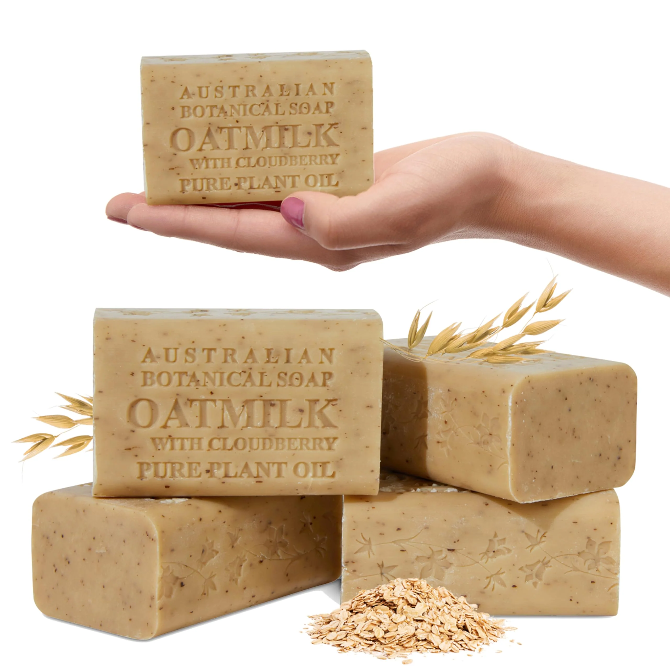 Easy-to-Use Australian Botanical Soap Oat Milk with Cloudberry - Triple Milled 6.6 oz Bar Soap with Shea Butter Face Hand Body Soap Bars Pack of 4 Prestigious