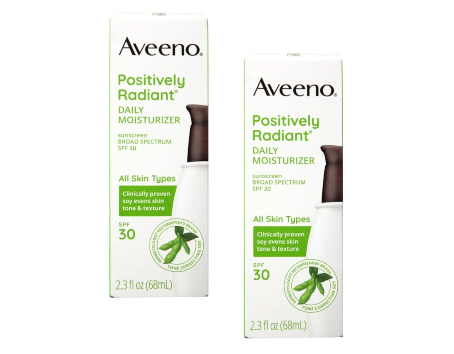 Crafted Aveeno Active Naturals Positively Radiant Daily Moisturizer SPF-30 UVA UVB Sunscreen 2.5-Ounce Bottles Pack of 2 Effective