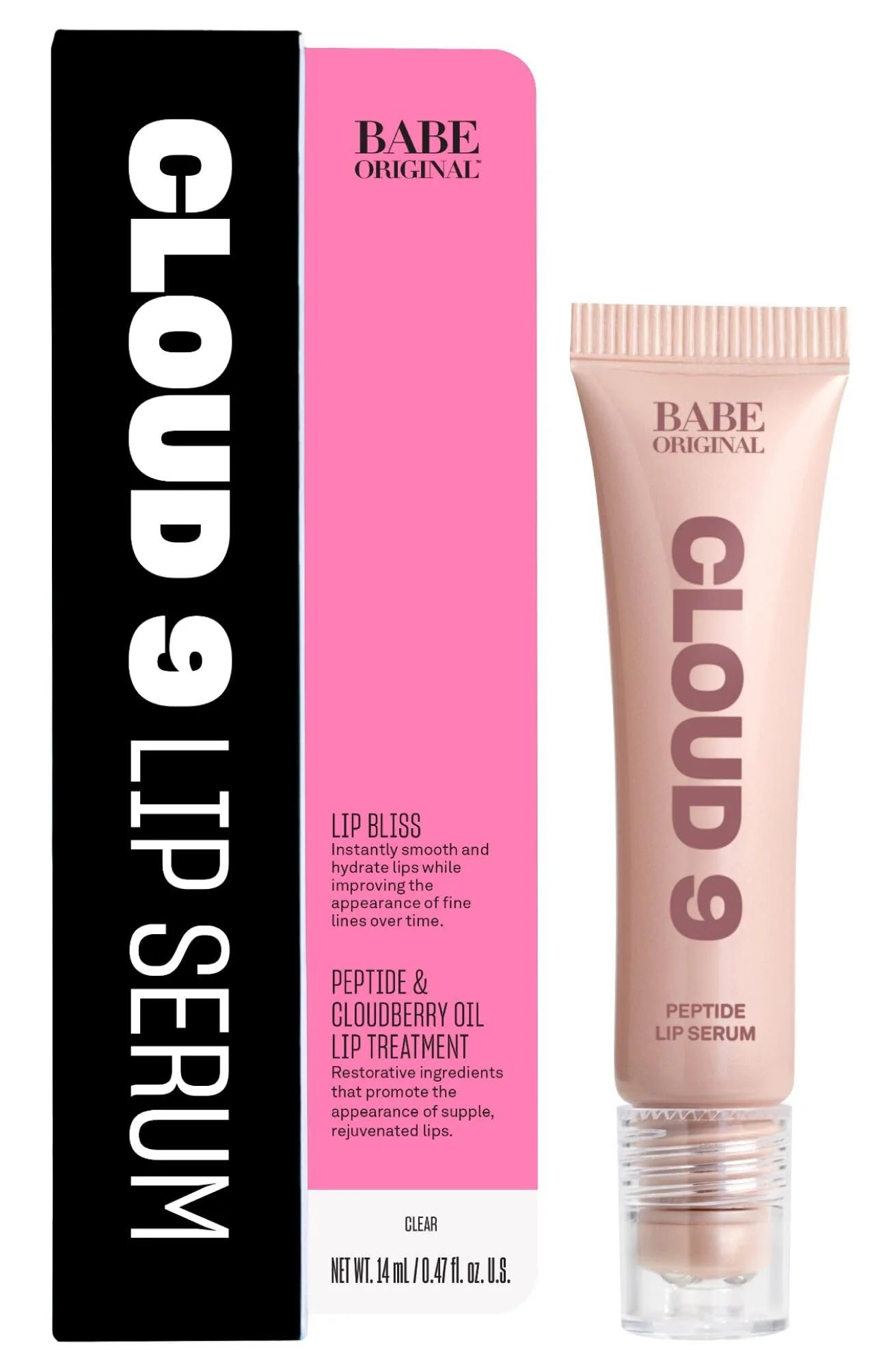 Clean BABE Cloud 9 Peptide Lip Serum Daily Lip Treatment with Cloudberry Oil Mushroom Extracts Hyaluronic Acid for Dryness Fine Lines High-Quality
