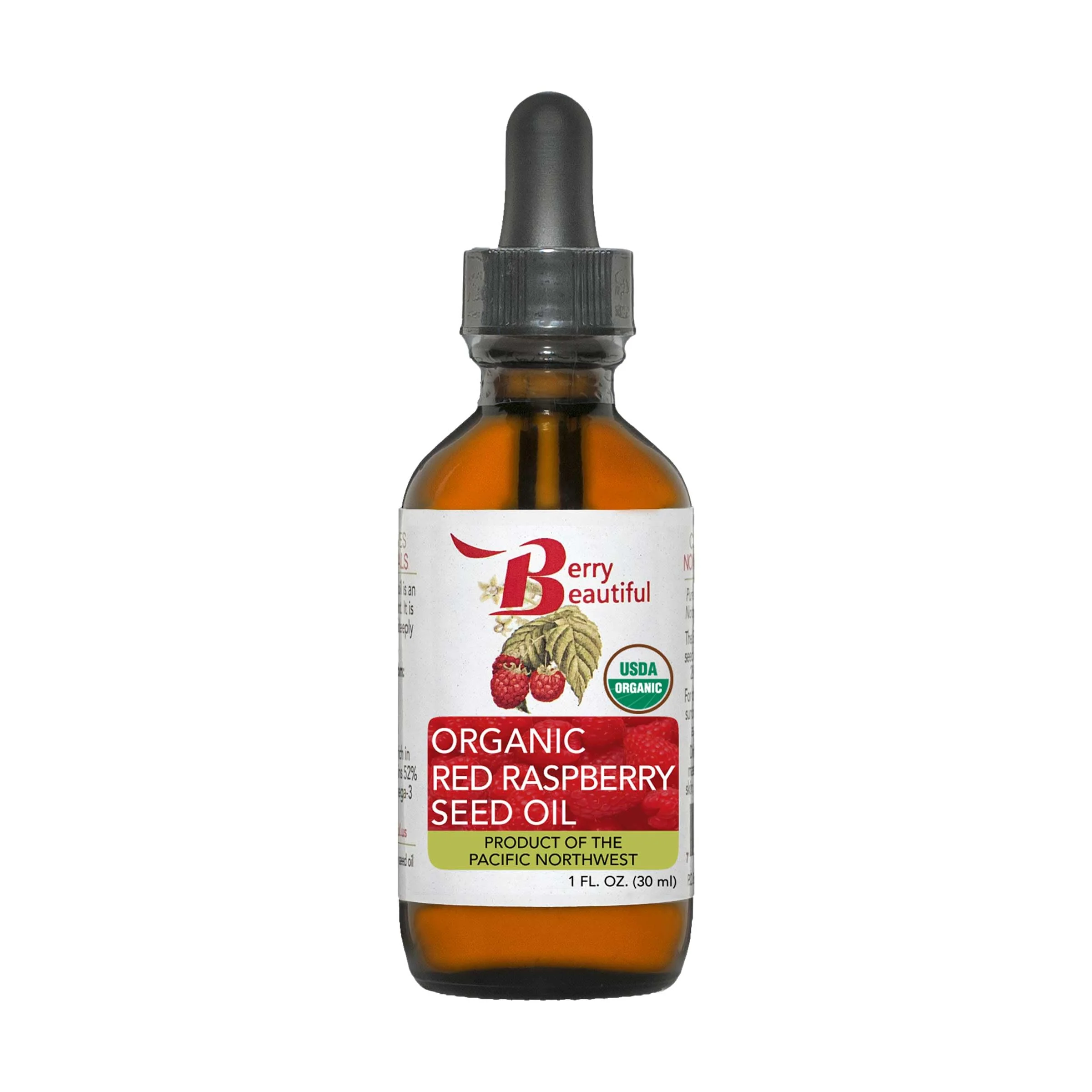 Pure Berry Beautiful Organic Red Raspberry Seed Oil - Cold-Pressed from US Grown Raspberries - Skin Moisturizer for Hydration and Protection - 1 Expertly Made