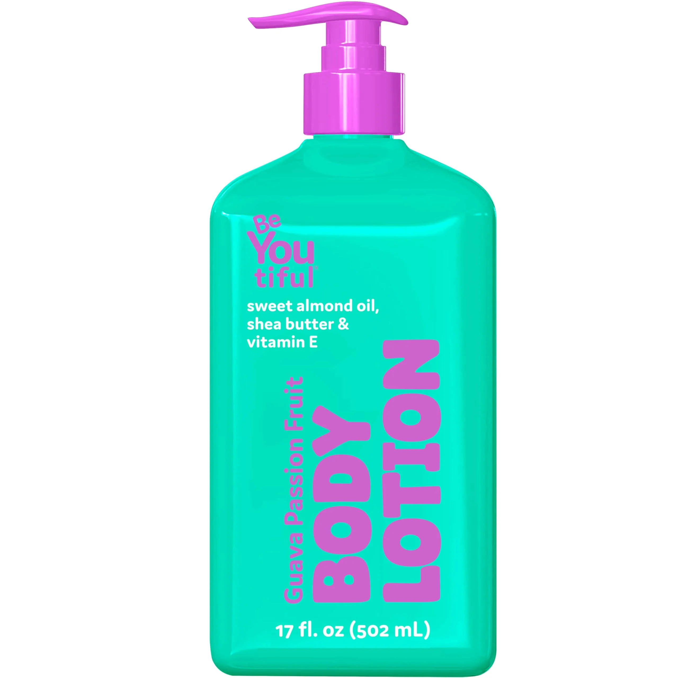 Stylish BeYoutiful Guava Passion Fruit Body Lotion for Dry Skin Natural Cruelty- Hydrating Moisturizer for Kids Teens with Sweet Almond Oil 17 oz Minimalist