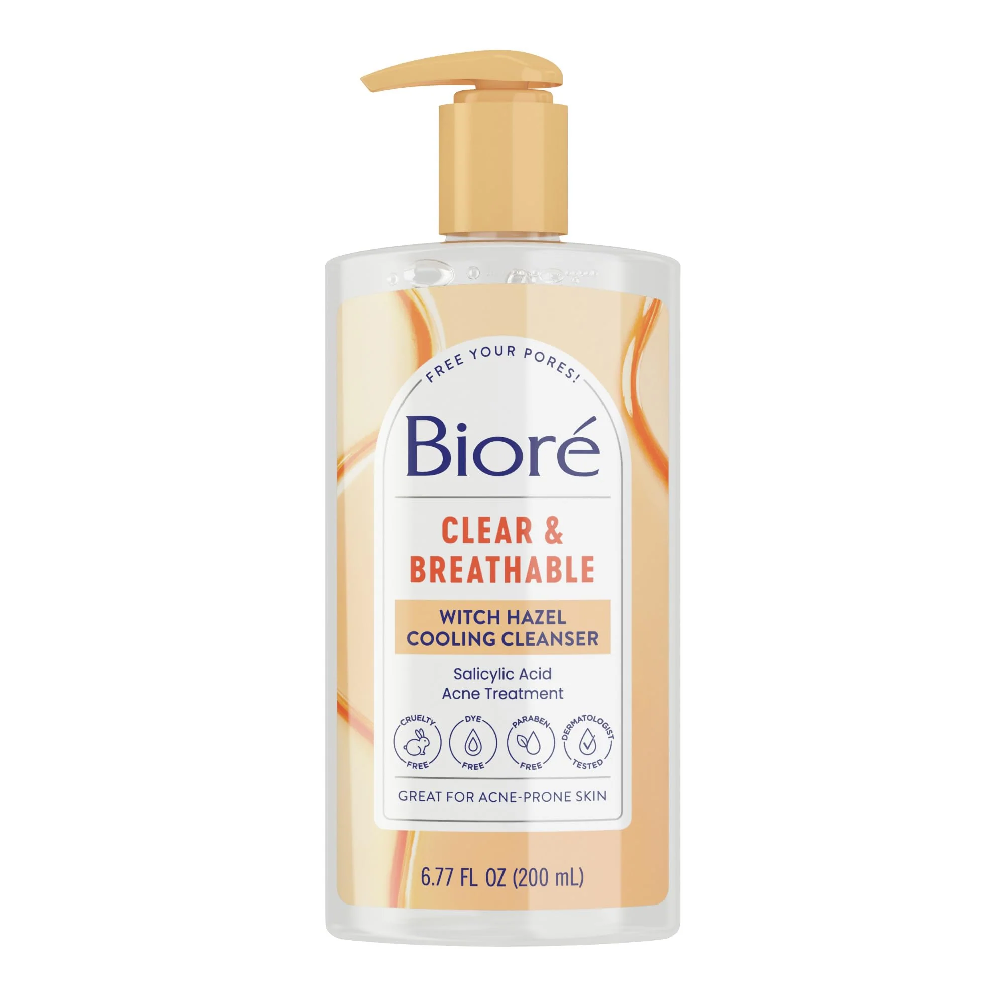 High-Performance Biore Clear Breathable Cooling Cleanser with Witch Hazel Acne Treatment for Face Face Scrub for Oily Skin Salicylic Acid Cleanser 6.77 Oz Classic