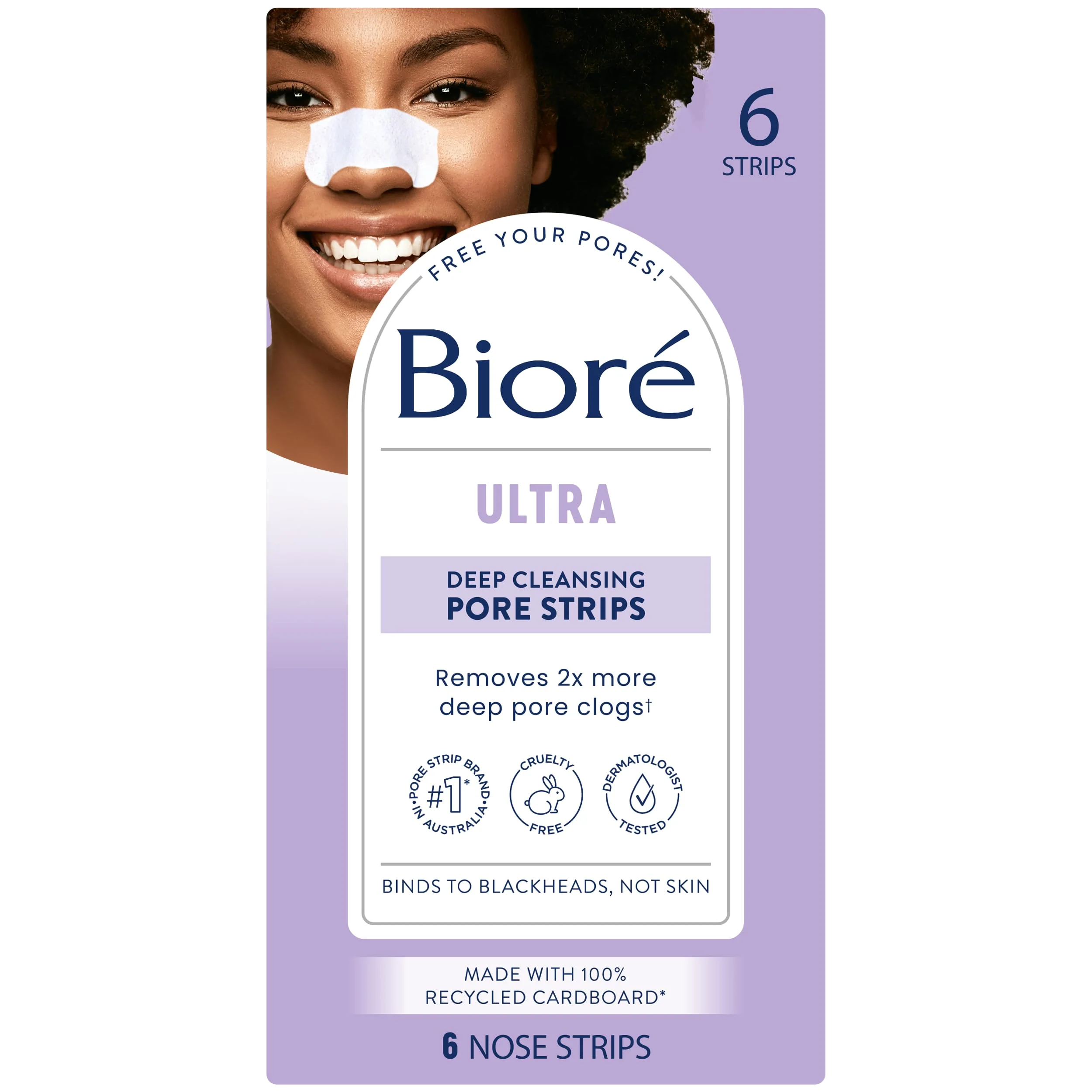 Exclusive Bioré Witch Hazel Ultra Cleansing Pore Strips Nose Strips Clears Pores up to 2x More than Pore Strips 6 Ct features C-Bond Technology Stylish