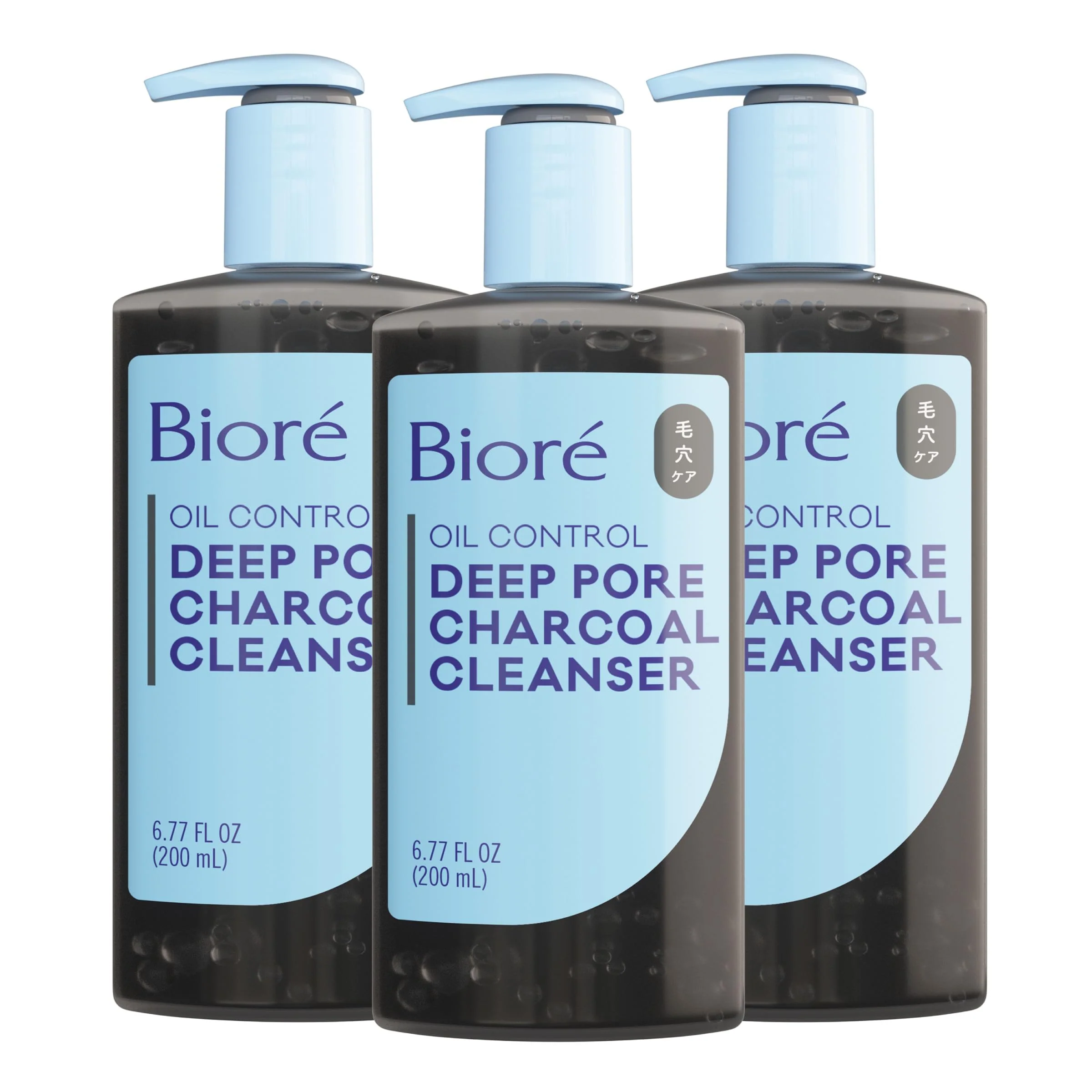 Elite Biore Deep Pore Charcoal Face Wash Daily Facial Cleanser for Dirt Makeup Removal for Oily Skin 6.77 Oz Pack of 3 Natural