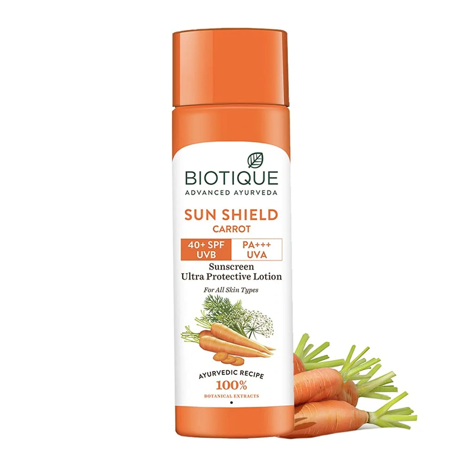 Effective Biotique Face Body Sun Lotion SPF 40 - Carrot 120ml High-Grade