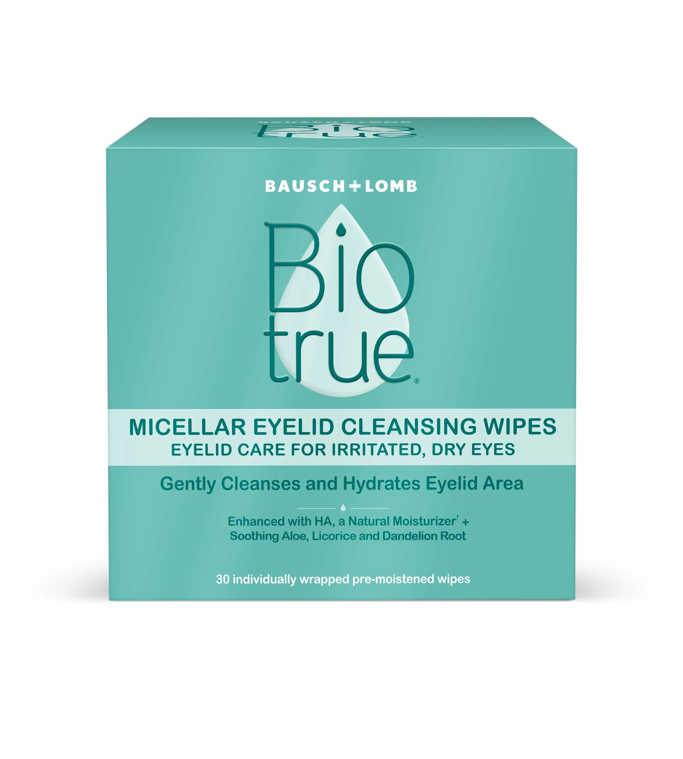Premium Biotrue Micellar Eyelid Cleansing Wipes Fragrance- Eyelid Care for Dry Irritated Eyes Gently Cleanses Hydrates Soothes Eyelids Moisturizing Functional