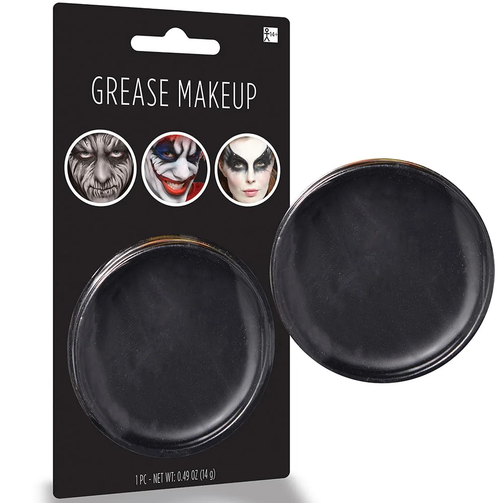 Unique Black Grease Makeup - 0.49 oz. Pack of 1 - Pigmented Long-Lasting Formula for Halloween Theatrical Performances Safe