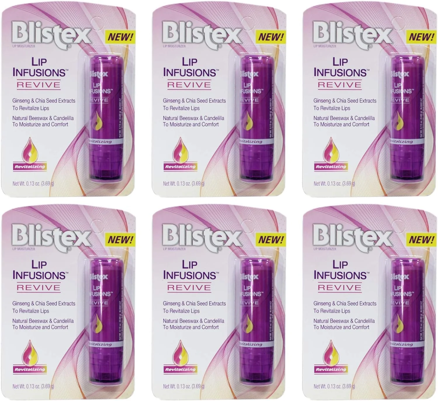 Reusable Blistex Lip Infusions Revive Lip Moisturizer 0.13 Ounce 6 Pack Modern