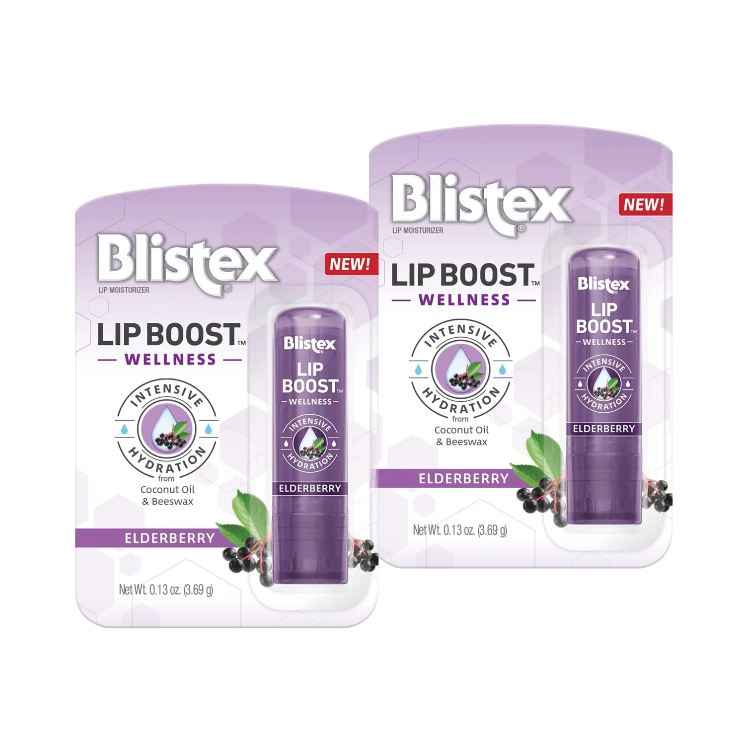 Unique Blistex Lip Boost Wellness Intensive Hydration from Coconut Oil Beeswax Elderberry Moisturizer Pack of 2 Comfortable