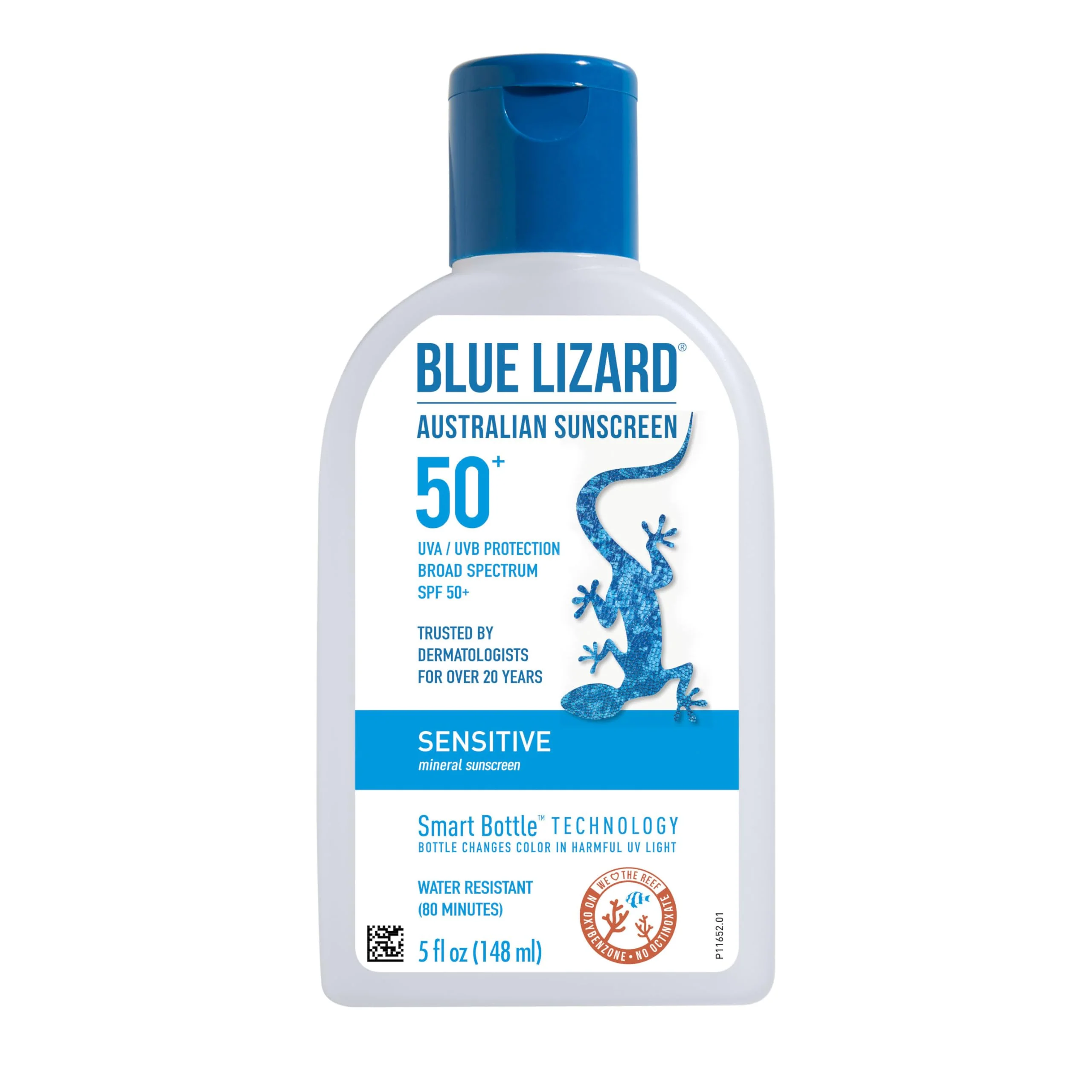 Long-Lasting BLUE LIZARD Sensitive Mineral Sunscreen with Zinc Oxide SPF 50 Water Resistant UVA UVB Protection with Smart Bottle Technology - Fragrance 5 Casual