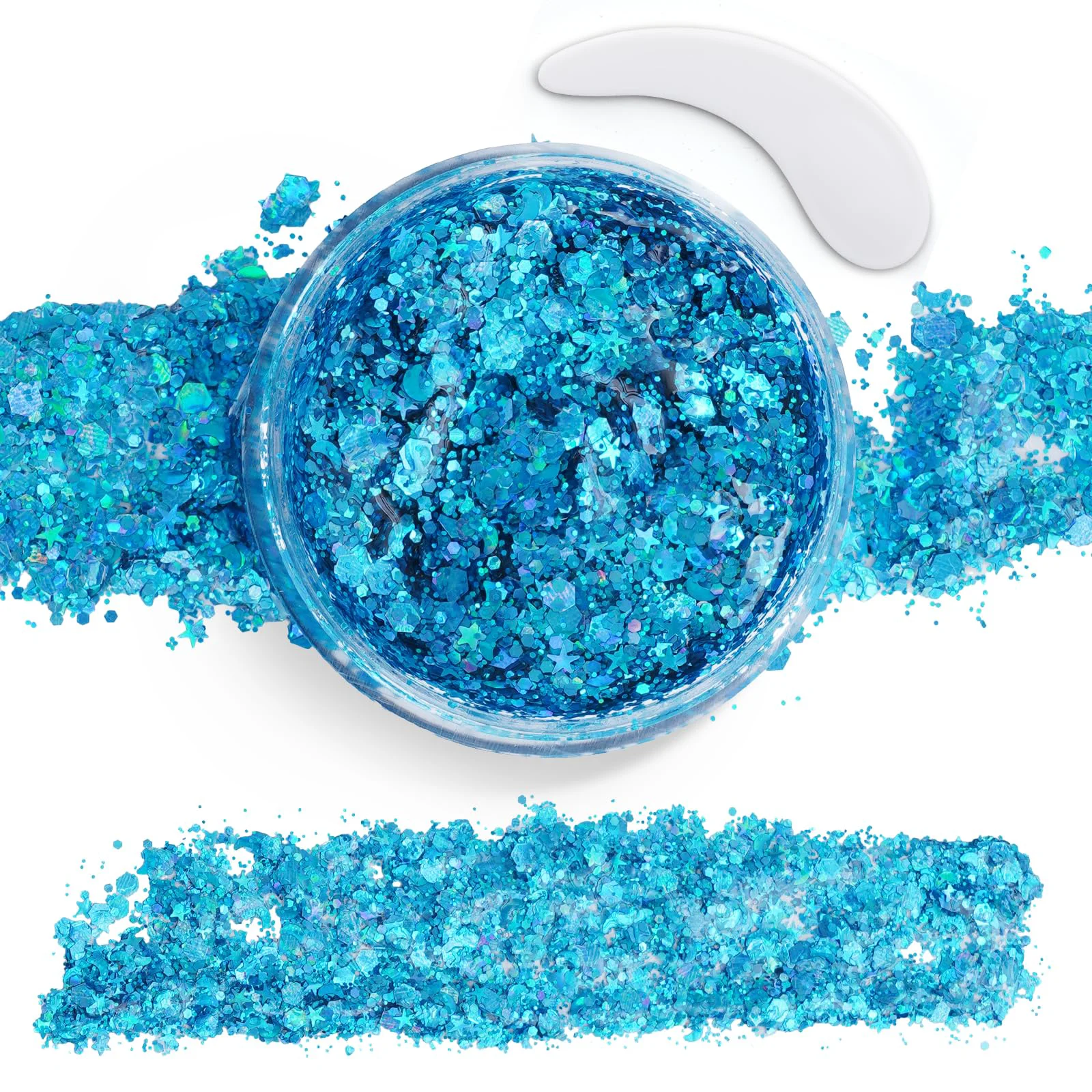 Unique Blue Face Body Glitter Mermaid Sequins Makeup Glitters Face Paint Chunky Sparkling Glitter Gel for Women Holographic Chunky Sequins Glitters for Eye Sustainable