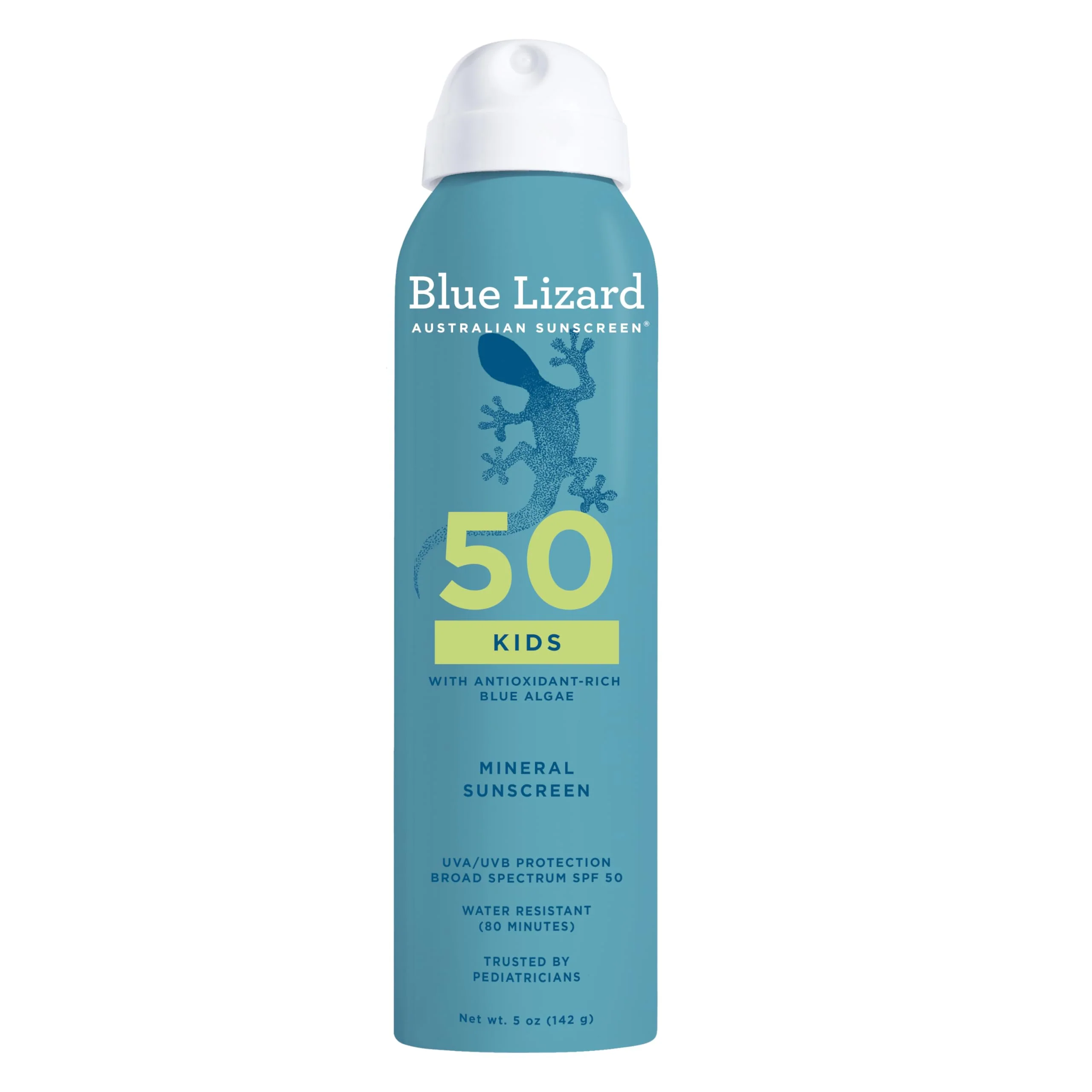 Convenient Blue Lizard Kids Mineral Sunscreen Spray SPF 50 Brand Broad-Spectrum UVA UVB Protection Water-Resistant Zinc Oxide Formula 5 fl oz Specialty