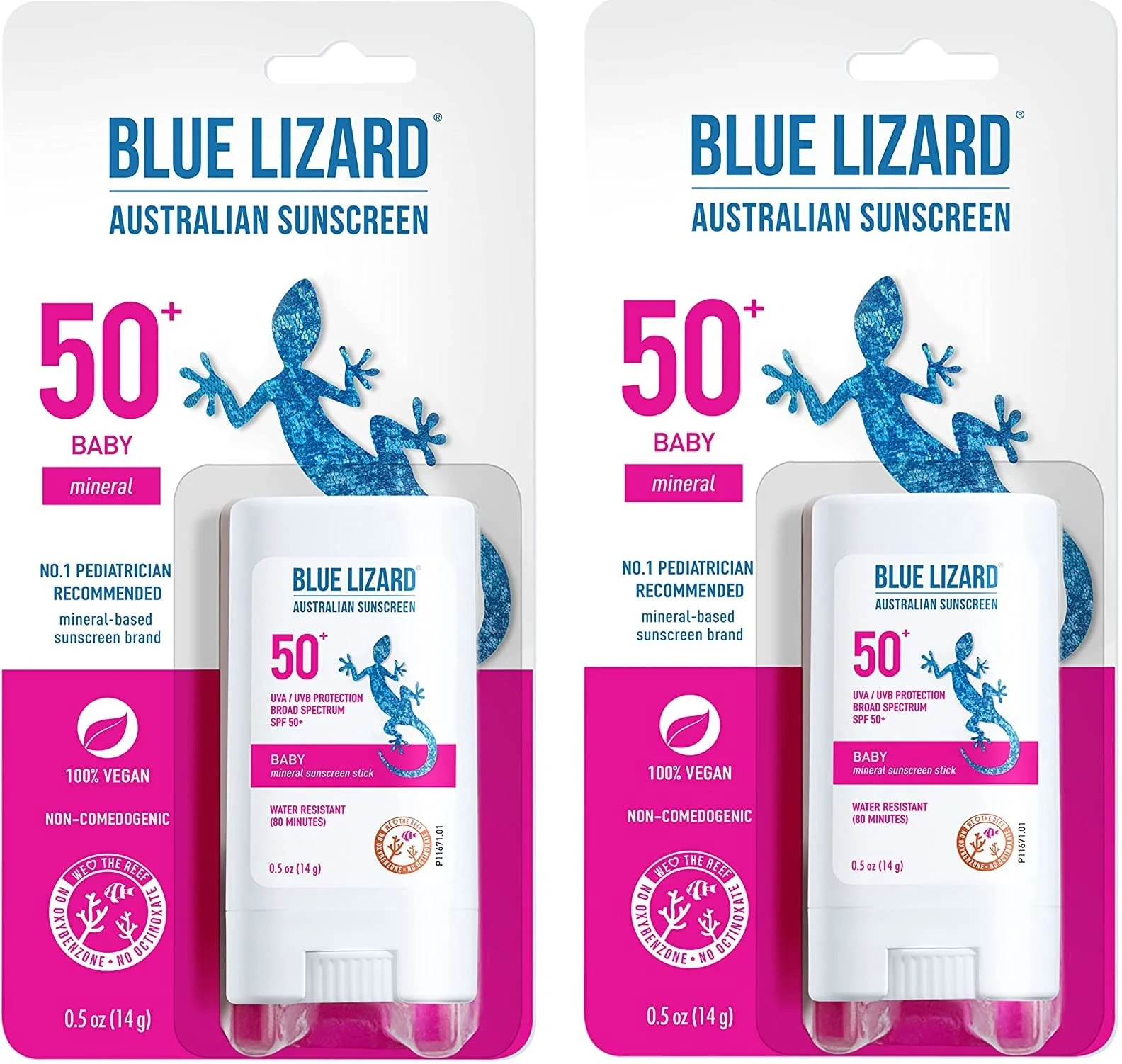 Organic Blue Lizard BABY Mineral Sunscreen Stick with Zinc Oxide SPF 50 Water Resistant UVA UVB Protection - Easy to apply Fragrance .5 oz Pack Premium