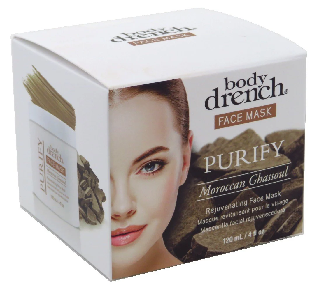 Prestigious Body Drench Face Mask Purify Moroccan Ghassoul 4 Ounce Jar 120ml 2 Pack Relaxed