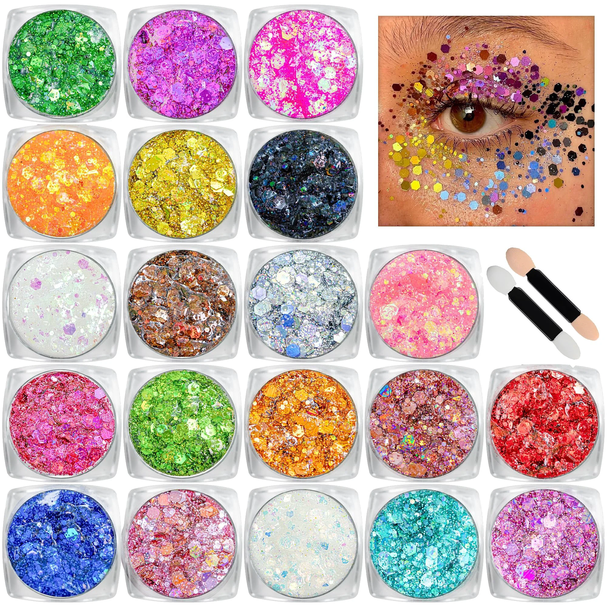 Smooth Body Glitter Face Glitter Makeup Festival Glitter 20 Colors Face and Body Glitter Gel Hair Glitter Gel Body Makeup Environmentally Friendly