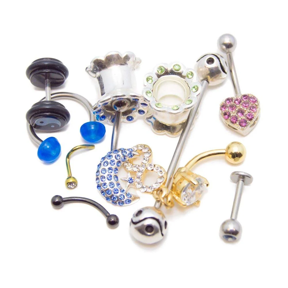 Advanced BodyJewelry Randomly Picked Body Jewelry Pack 30 Pieces Belly Nose Nipple Tongue Ear Lip Rings Mixed Styles Designs Authentic