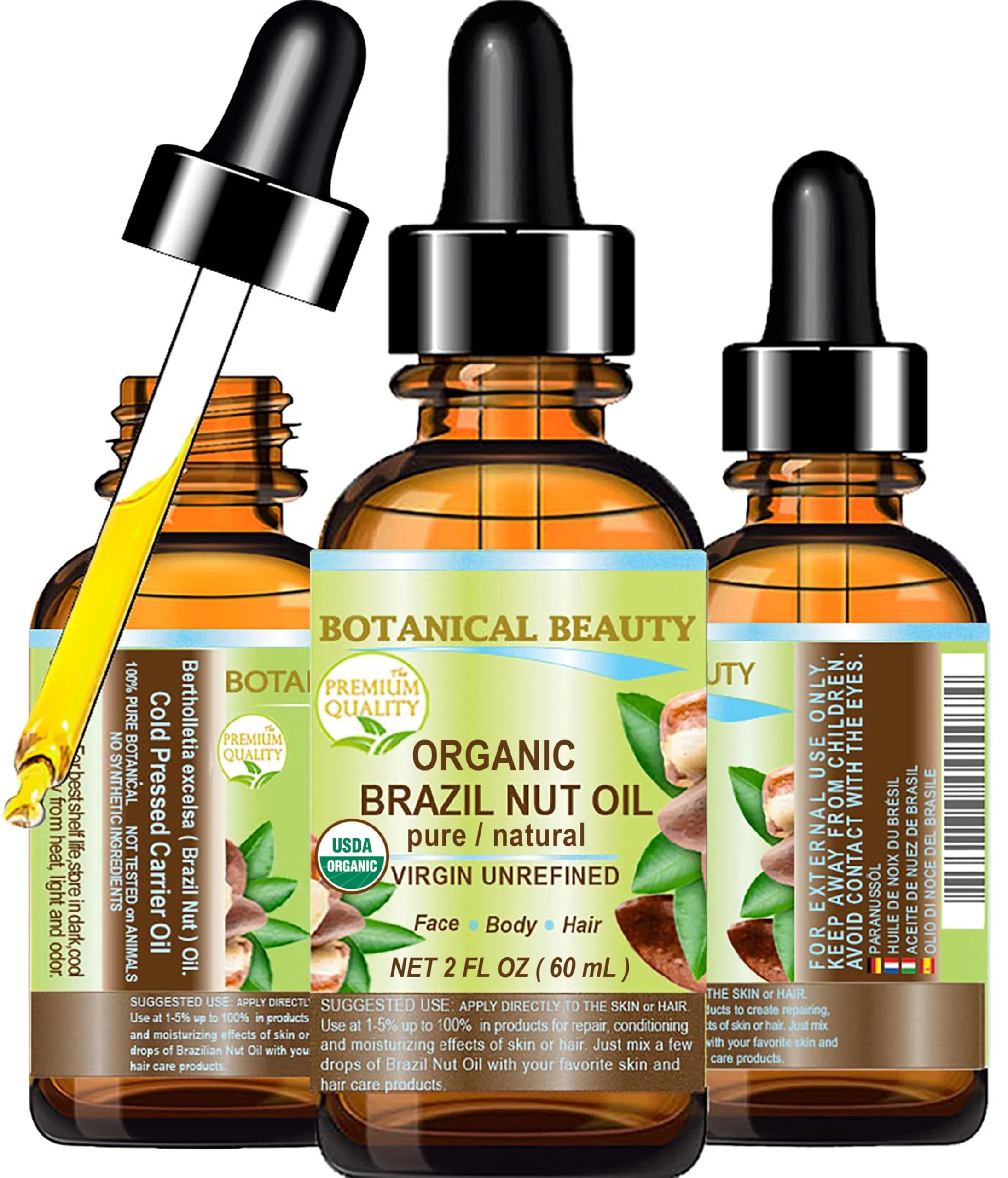 Pure Botanical Beauty Organic BRAZIL NUT OIL Bertholletia Excelsa WILD High-Grade