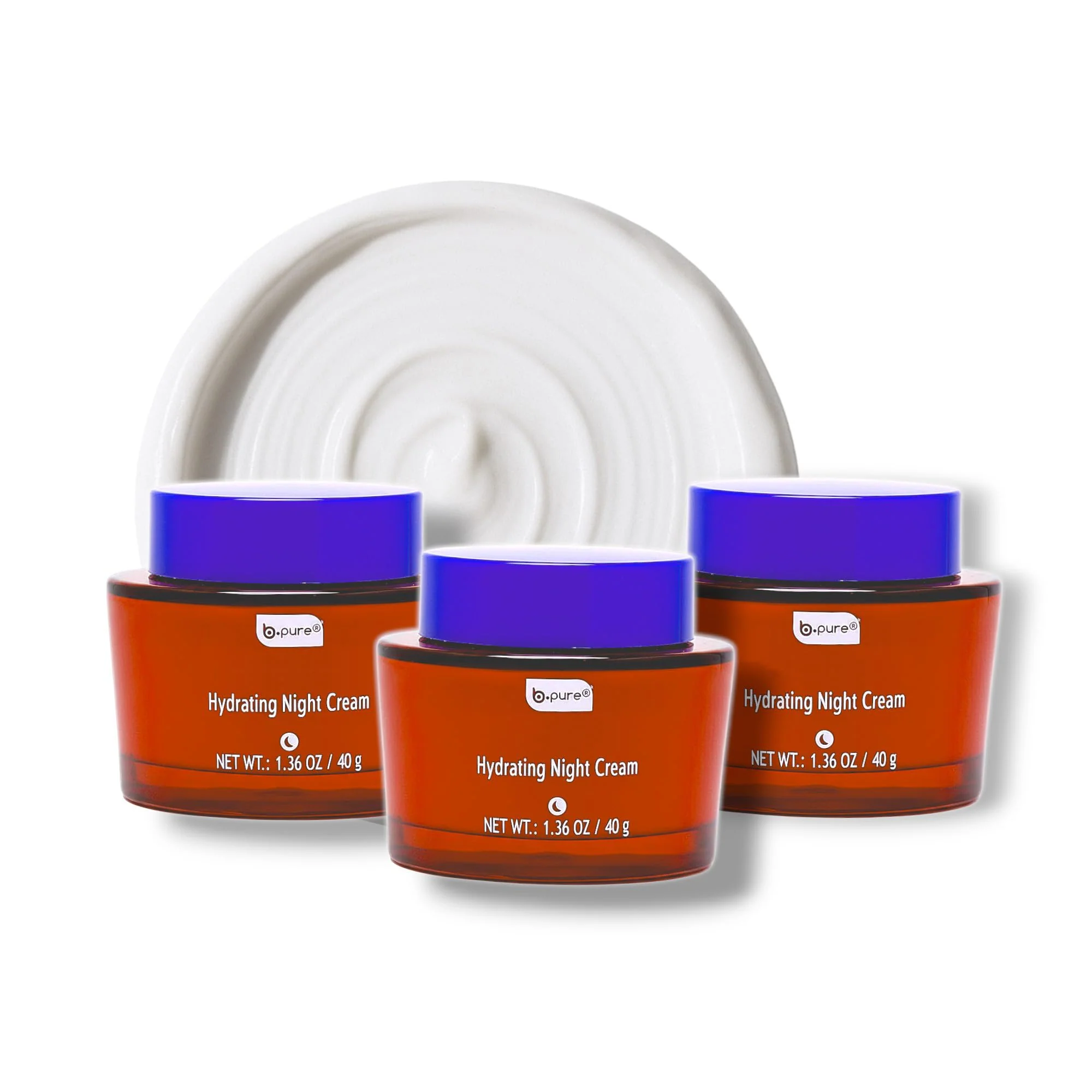 Lightweight b.pure Revitalizing Hydrating Night Cream Face Moisturizer Niacinamide Vitamin E Vitamin B5 Anti-Aging Anti-Wrinkle 1.36 oz 3-Pack Efficient