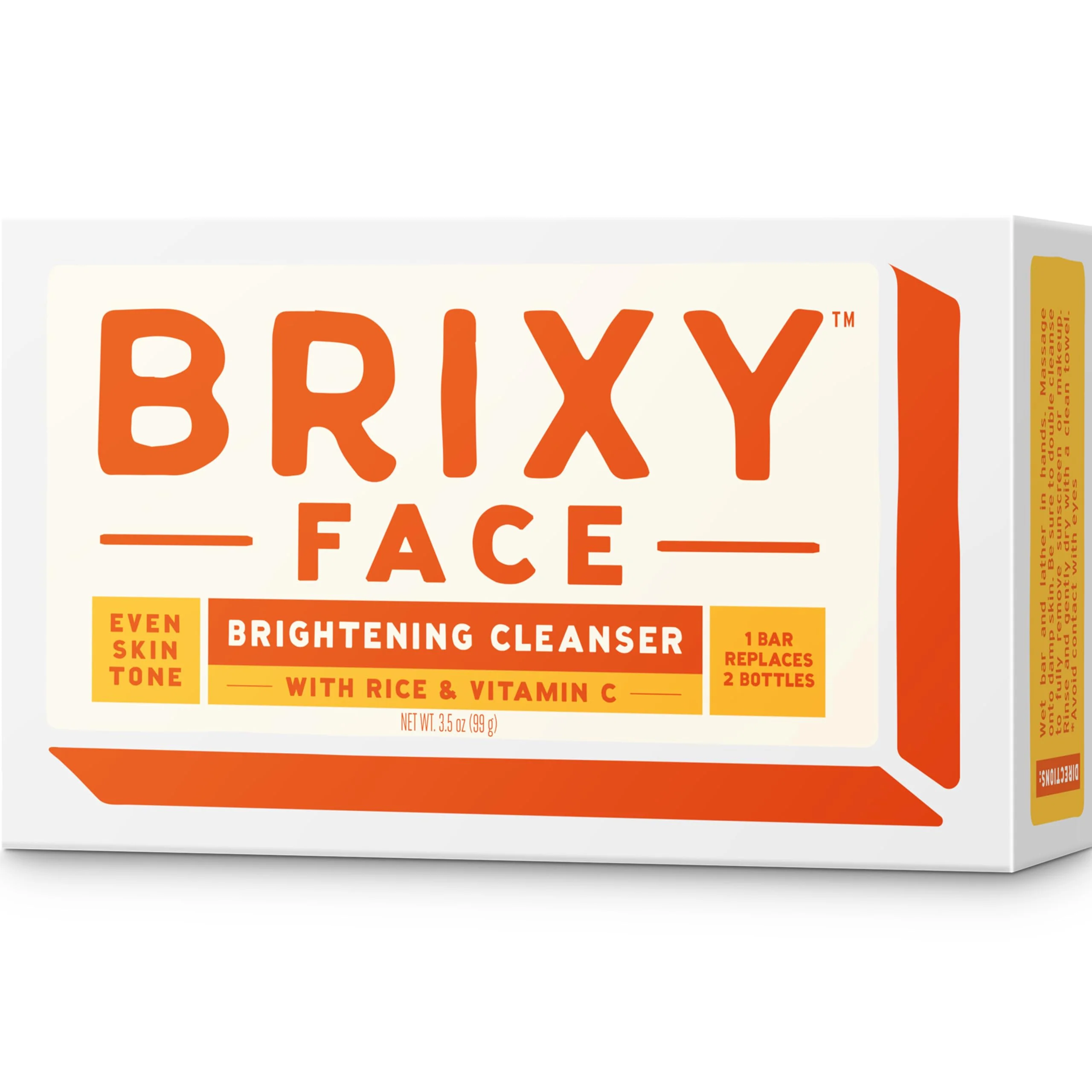 Luxury BRIXY Exfoliating Facial Cleansing Bar Even Skin Tone - Rice Powder And Vitamin C Ceramide Niacinamide Support A Healthy Skin Barrier Soap Reliable