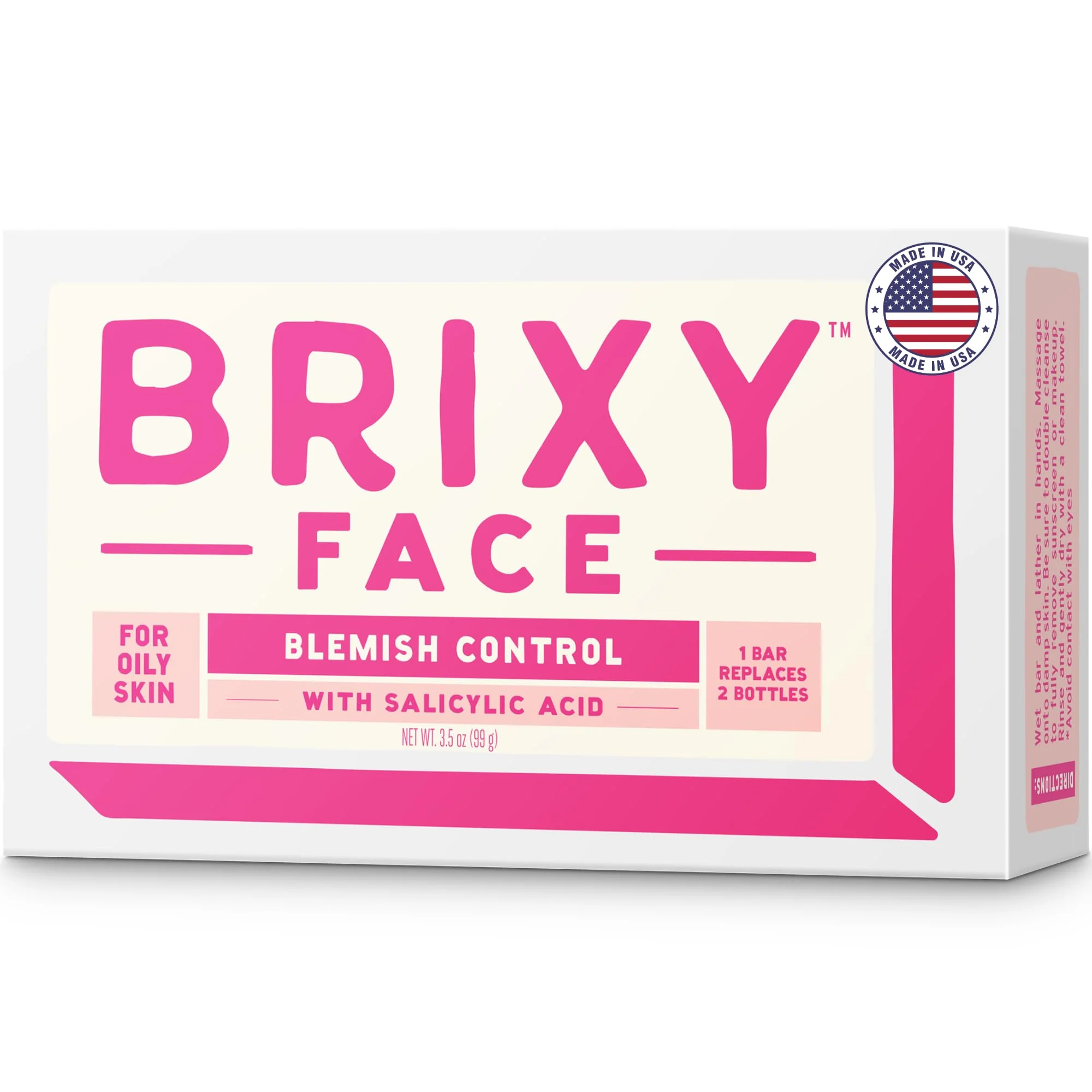 Healthy BRIXY Blemish Control Facial Cleansing Bar - Salicylic Acid Unclogs Pores And Balances Natural Oils Ceramides and Niacinamide Promote Heathy Skin Superior