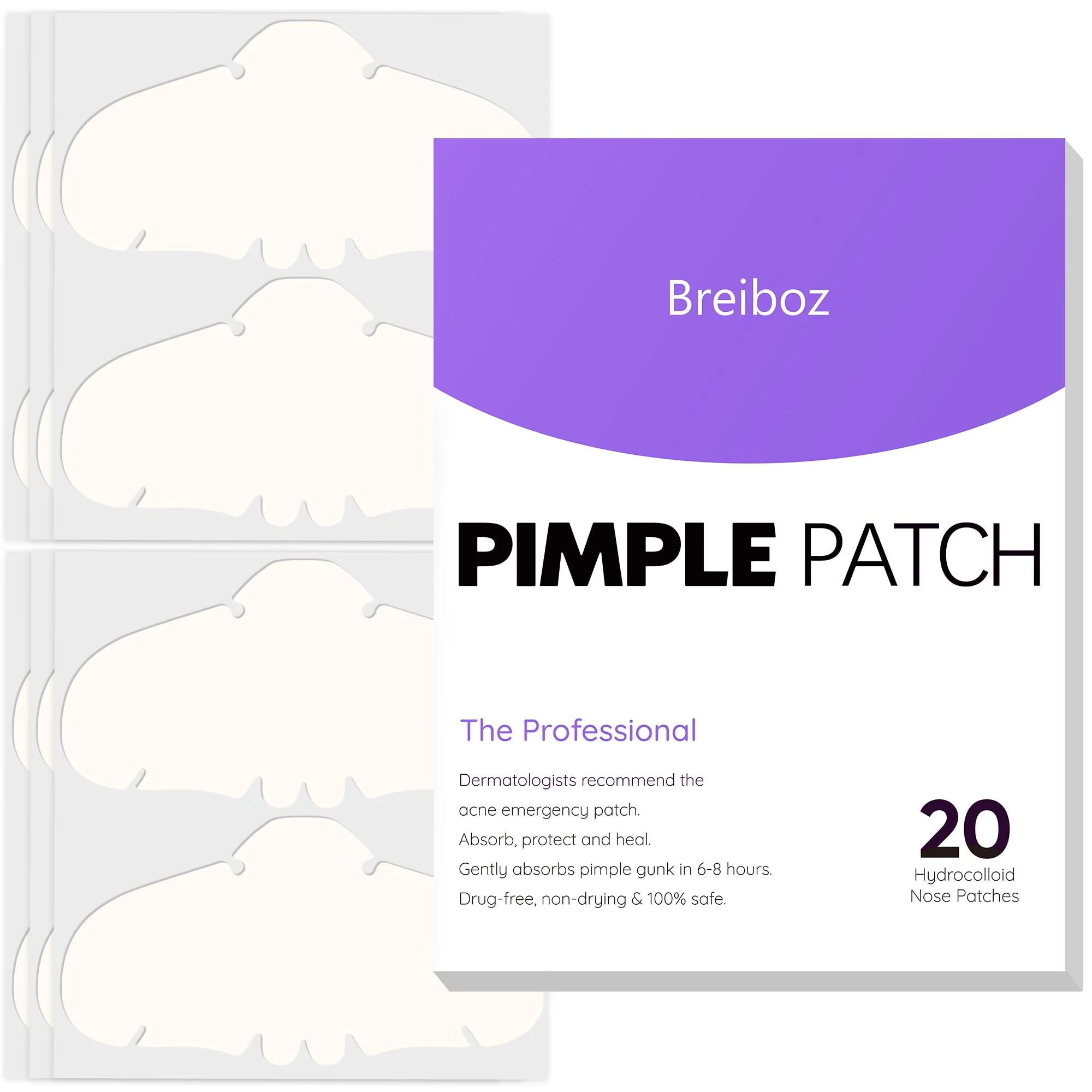 Original Breiboz Pimple Patches for Nose Nose Pore Patches XL Hydrocolloid Acne Patches Cover Zit Blemishes Absorb Oil with Tea Tree Salicylic Acid Cica Contemporary