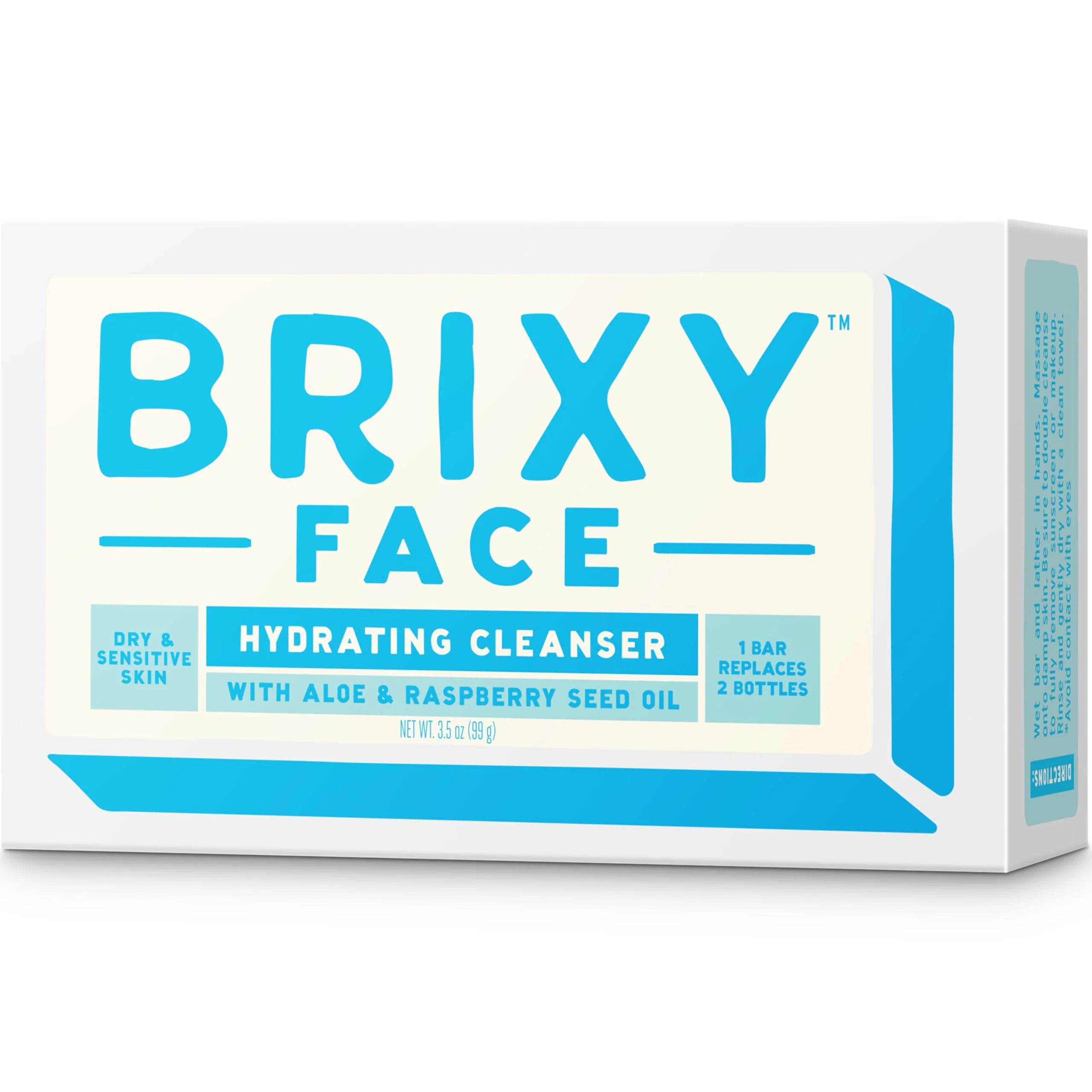 Organic BRIXY Hydrating Facial Cleansing Bar For Dry Skin - Aloe and Raspberry Seed Oil To Soothe And Moisturize Ceramide Niacinamide Support A Heathy Skin Smooth