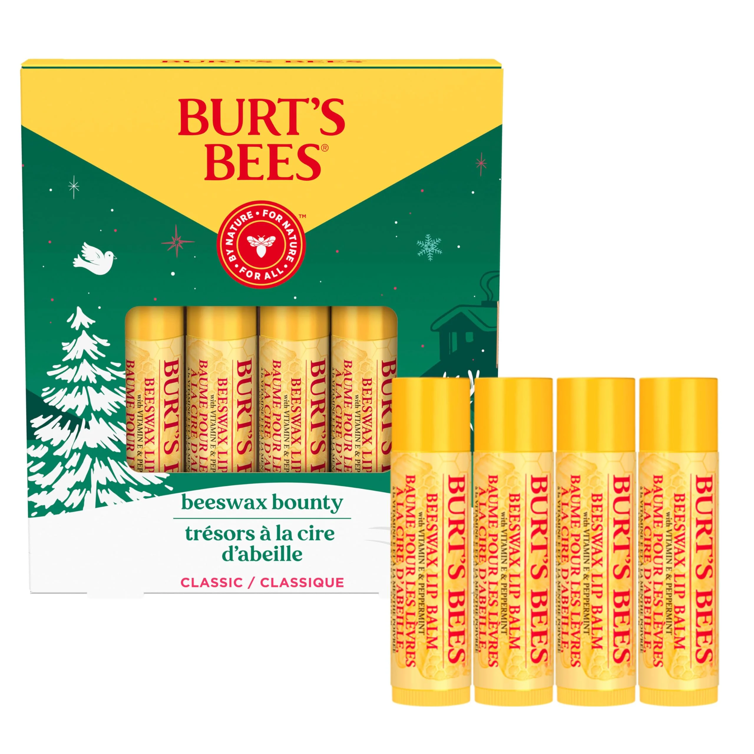Next-Generation Burt's Bees Lip Balm Beeswax Bounty Classic 4-Pack 0.15 Oz Convenient