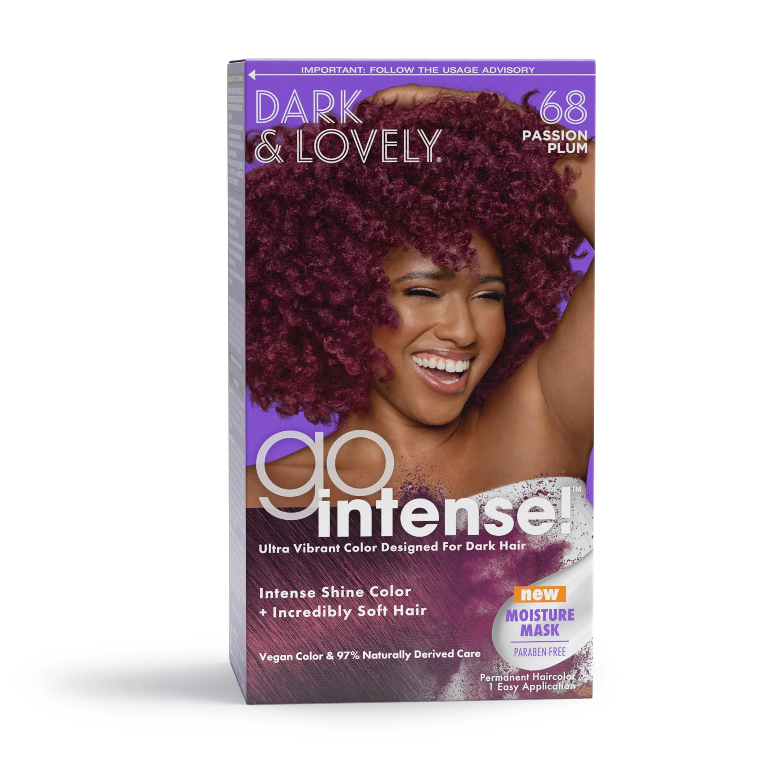 Convenient SoftSheen-Carson Dark and Lovely Ultra Vibrant Permanent Hair Color Go Intense Hair Dye with Olive Oil for Shine and Softness Passion Plum Innovative