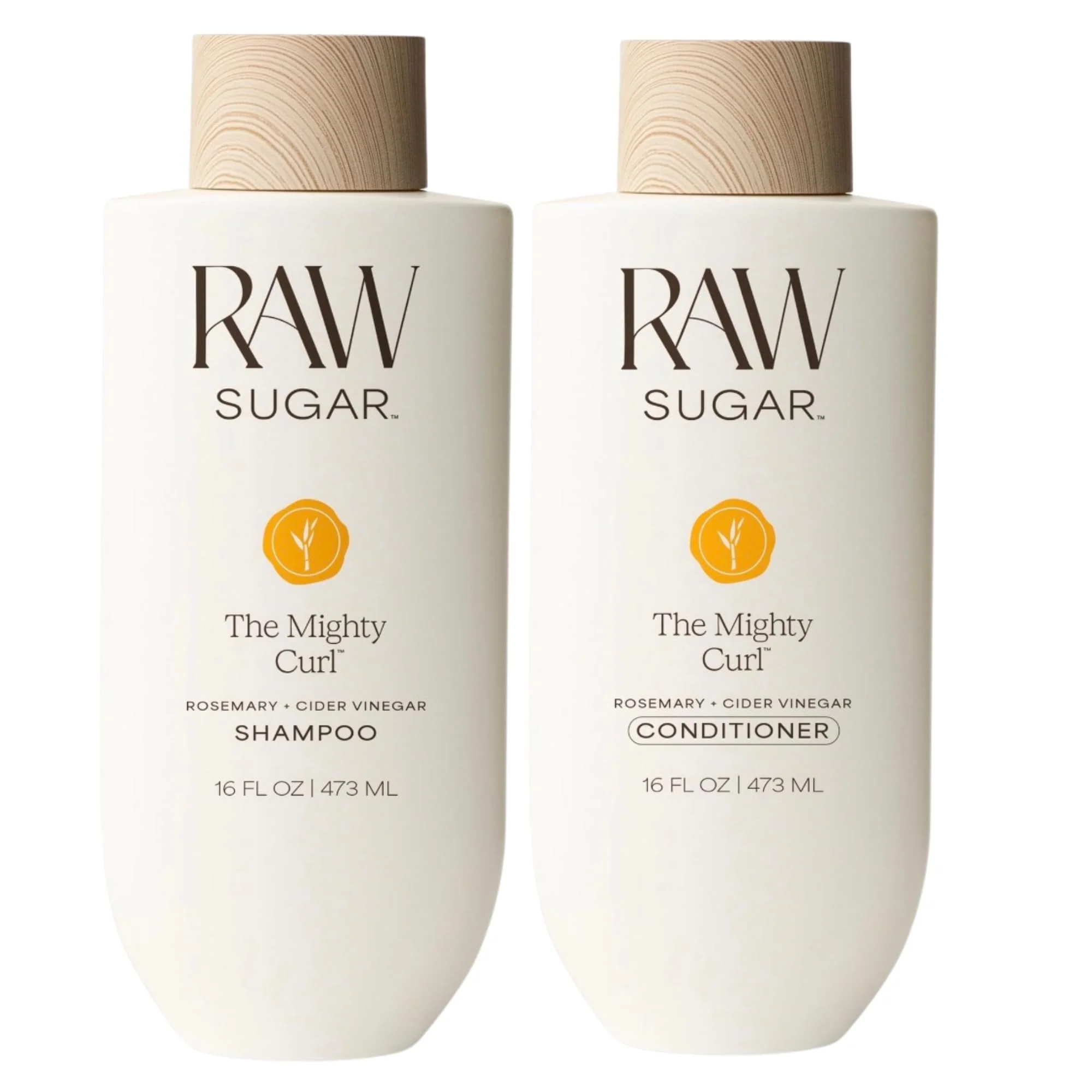 Original RAW SUGAR The Mighty Curl™ Shampoo and Conditioner Set Rosemary Cider Vinegar 16 Fl Oz Each 2 Count Trusted