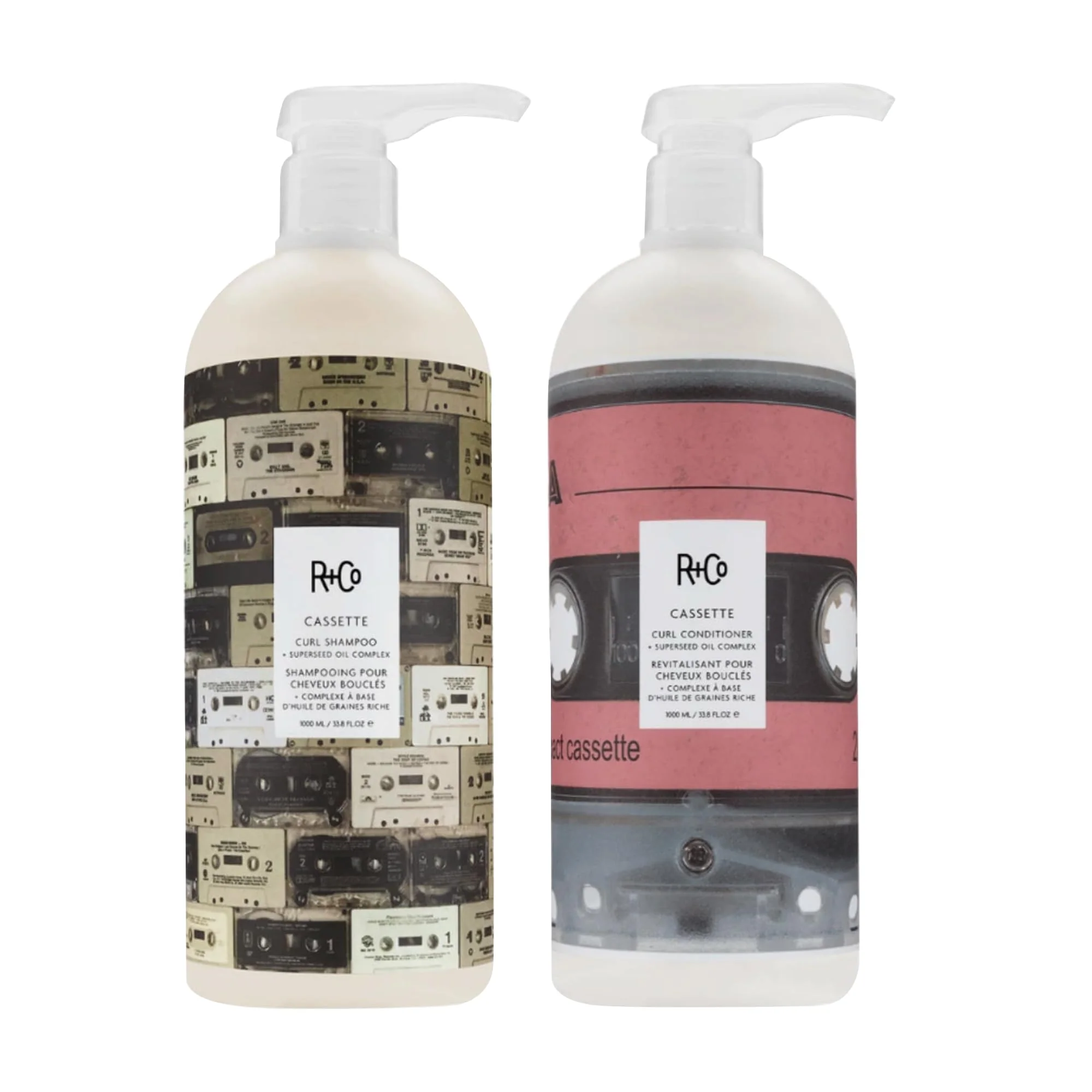 Professional R Co Cassette Curl Defining Shampoo and Conditioner Liter Set - Lightweight Curl Definition Frizz Control for Natural Bouncy Curls - Adds Shine Trendy