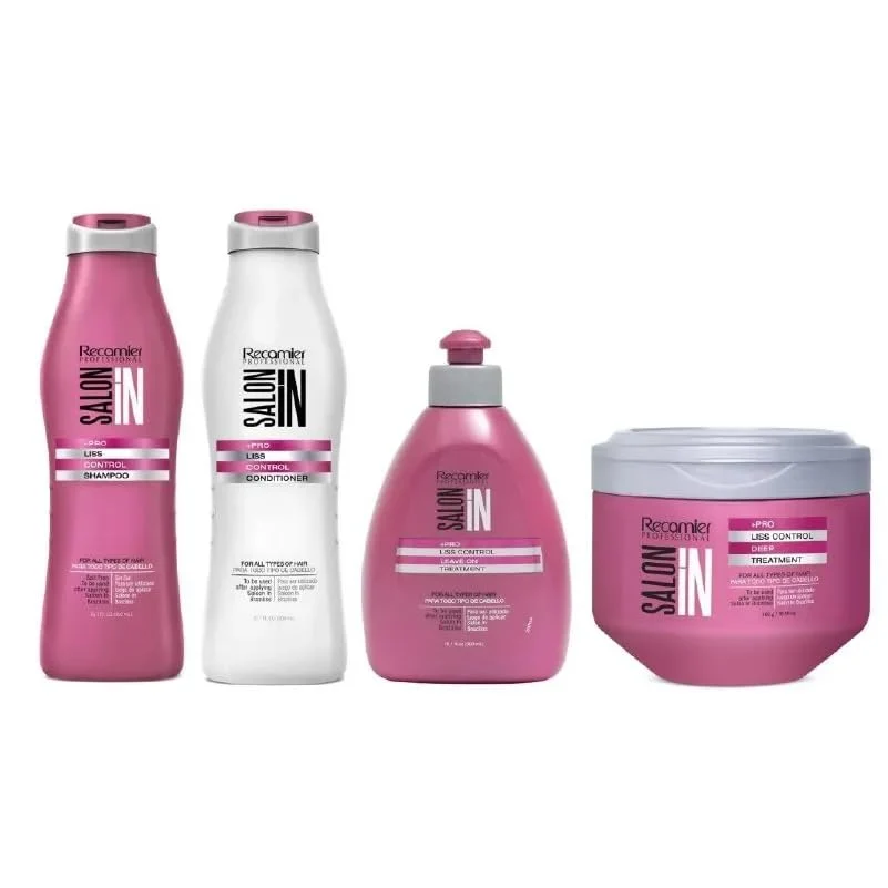 Natural Recamier Professional Salon In Pro Liss Control Hair 4 Piece Small Kit - Shampoo Conditioner 10.1oz Leave In Detangler 10.1oz Deep Treatment Original