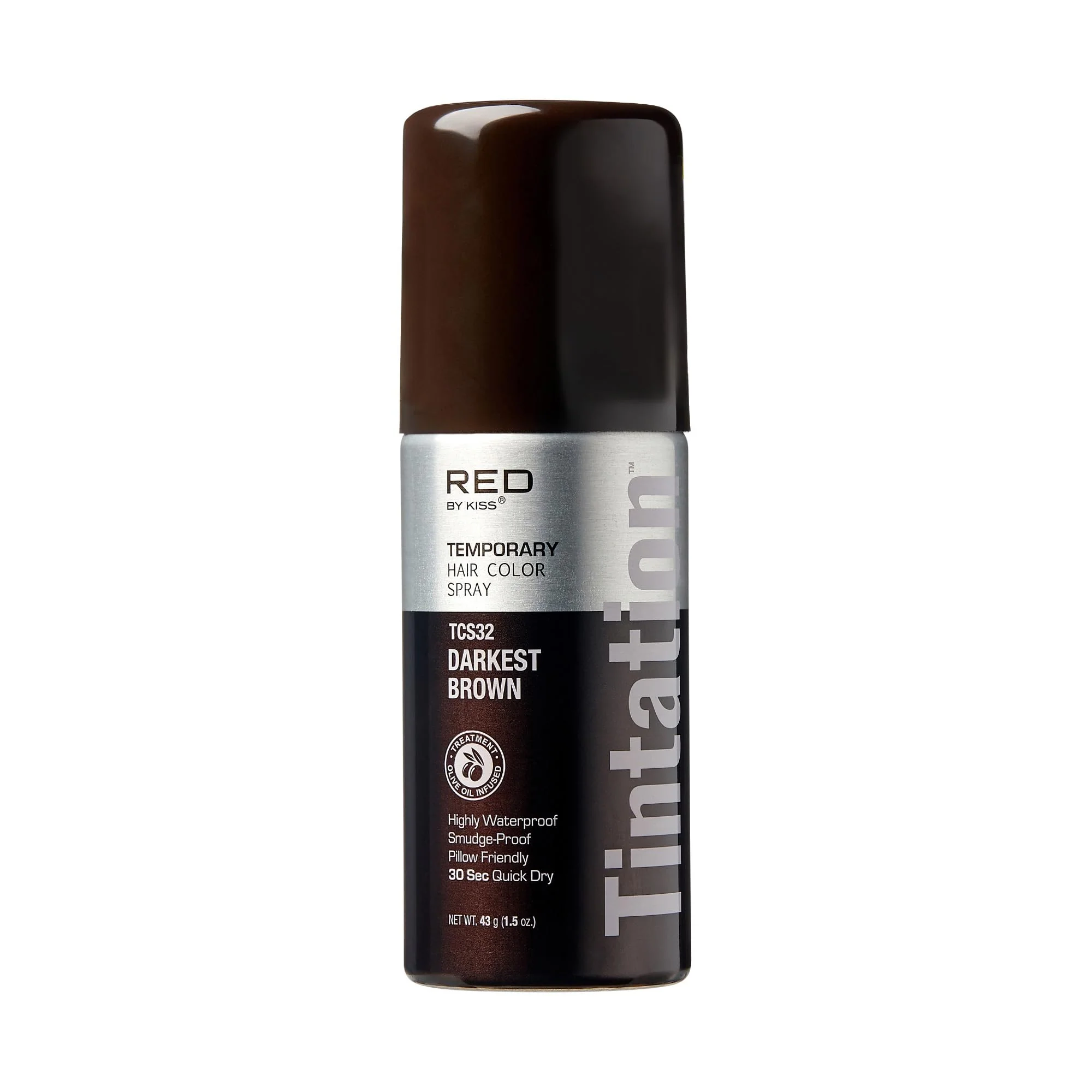 High-Quality RED by Kiss 1.5OZ. Tintation Temporary Hair Color Spray Instant Gray Root Cover Up Water-Resistant Smudge-Proof Hairline Barber Touch-Up Quick Certified