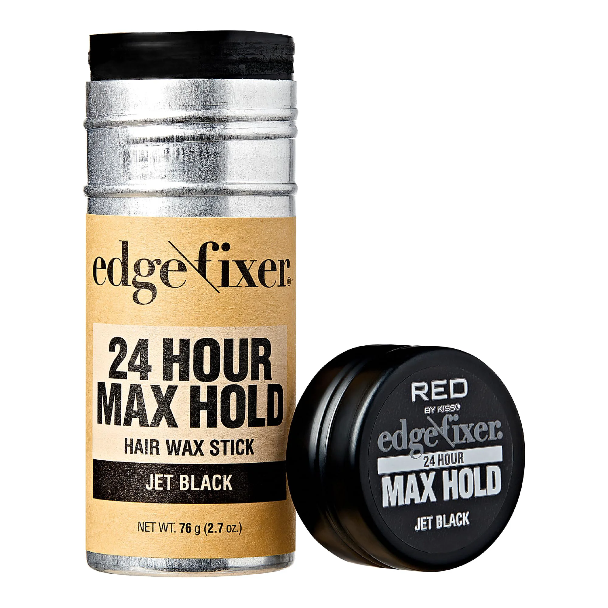 Enhanced Red by Kiss Hair Wax Stick 24HR Max Hold Edge Fixer Edge Control Pomade Non-Sticky Non-Oily Flake Hair Styling Wax 2.7 oz. Jet Black Original Design