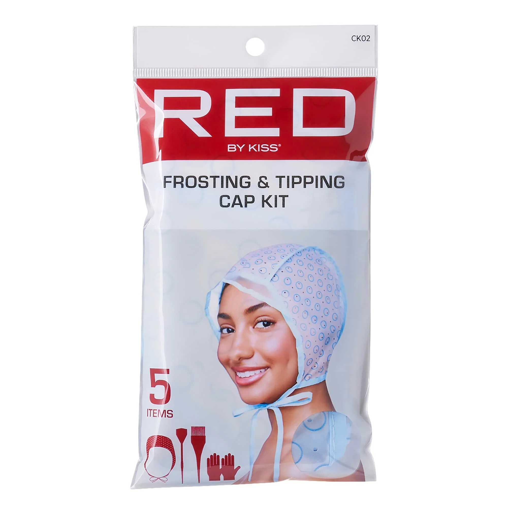 High-Quality Red by Kiss Hair Dye Coloring and Highlighting Kit Frosting and Tipping Cap kit 5 Piece Kit Reliable