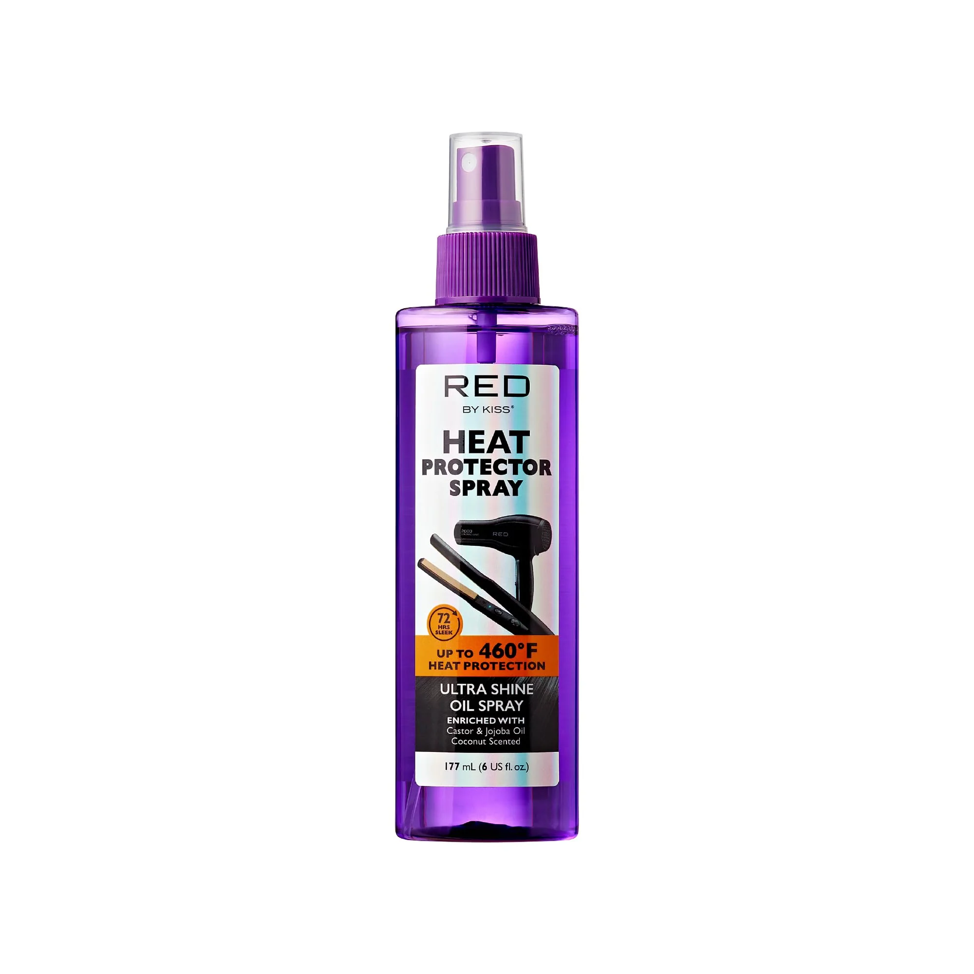 Lightweight Red by Kiss Heat Protector Ultra Shine Oil Spray - Thermal Protection up to 460°F Anti-Frizz Hydration and Strength for Hair 6 Fl Oz - Style Exclusive