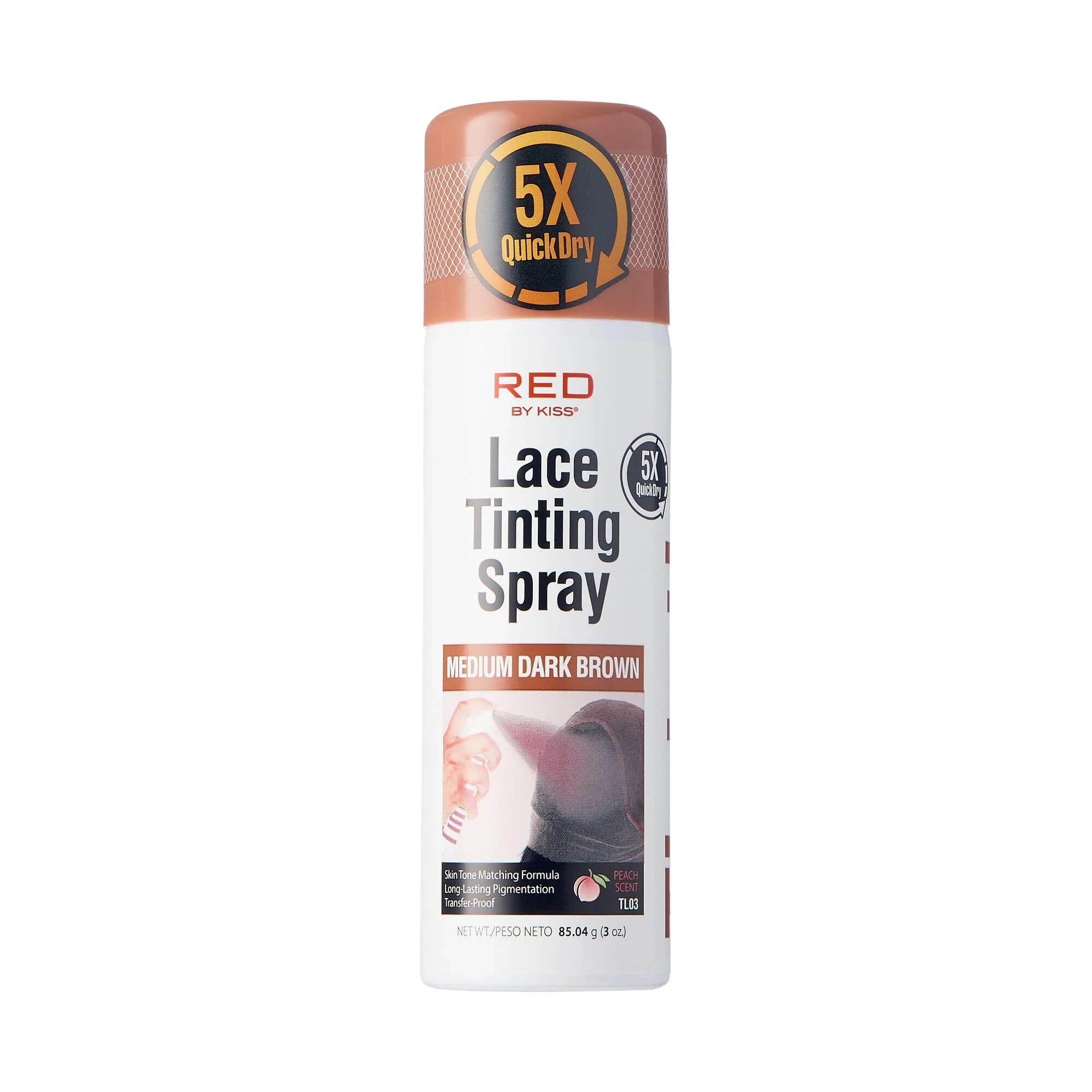 Crafted Red by Kiss Lace Tinting Spray Quick Dry Skin Tone Matching for Lace Wig Transfer-Proof No Smudging Long Lasting Precision Control with Pointed Advanced