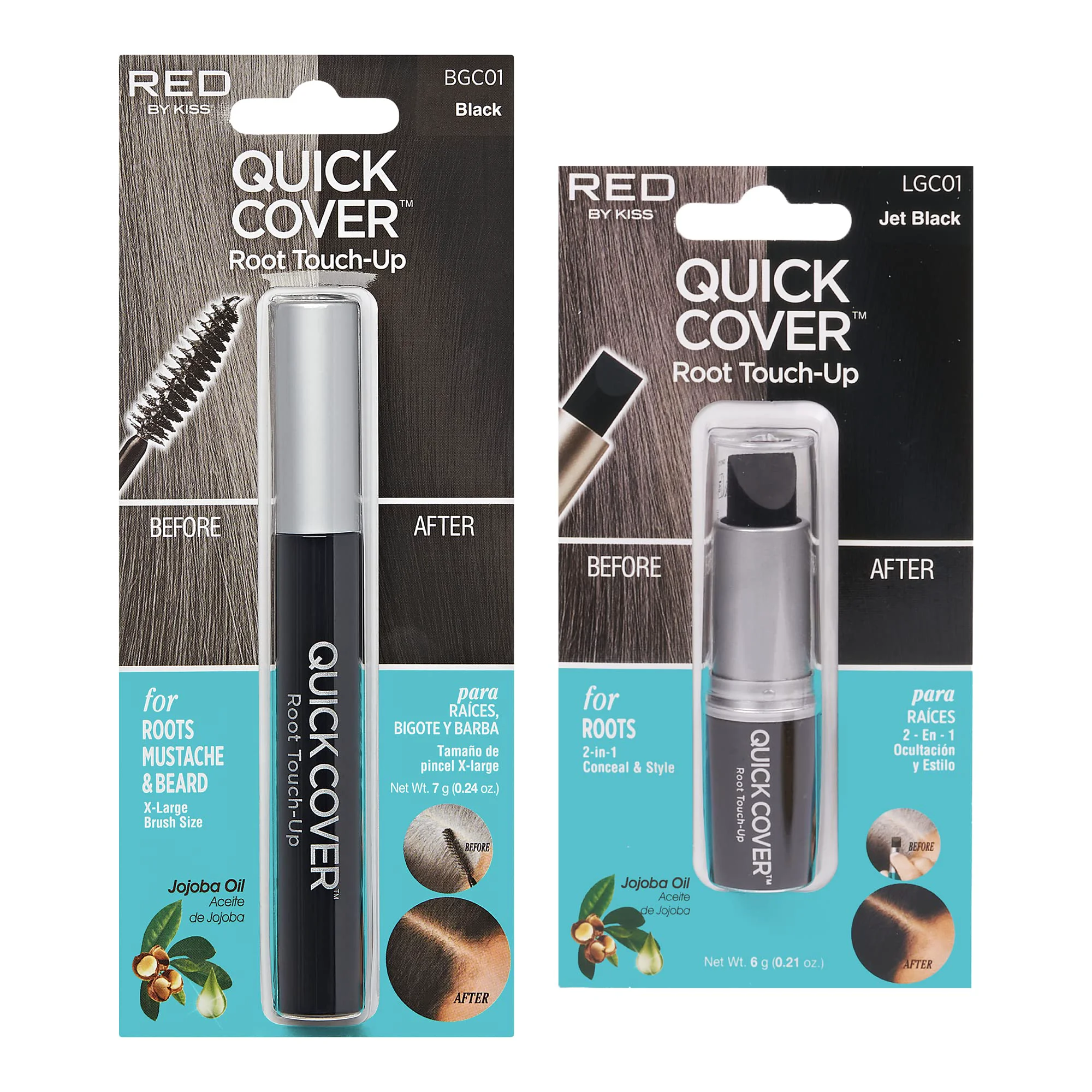Comfortable RED by Kiss Quick Cover Gray Hair Touch Up Moisturize and Shine Brush Type Stick Type Set Black Eco-Friendly
