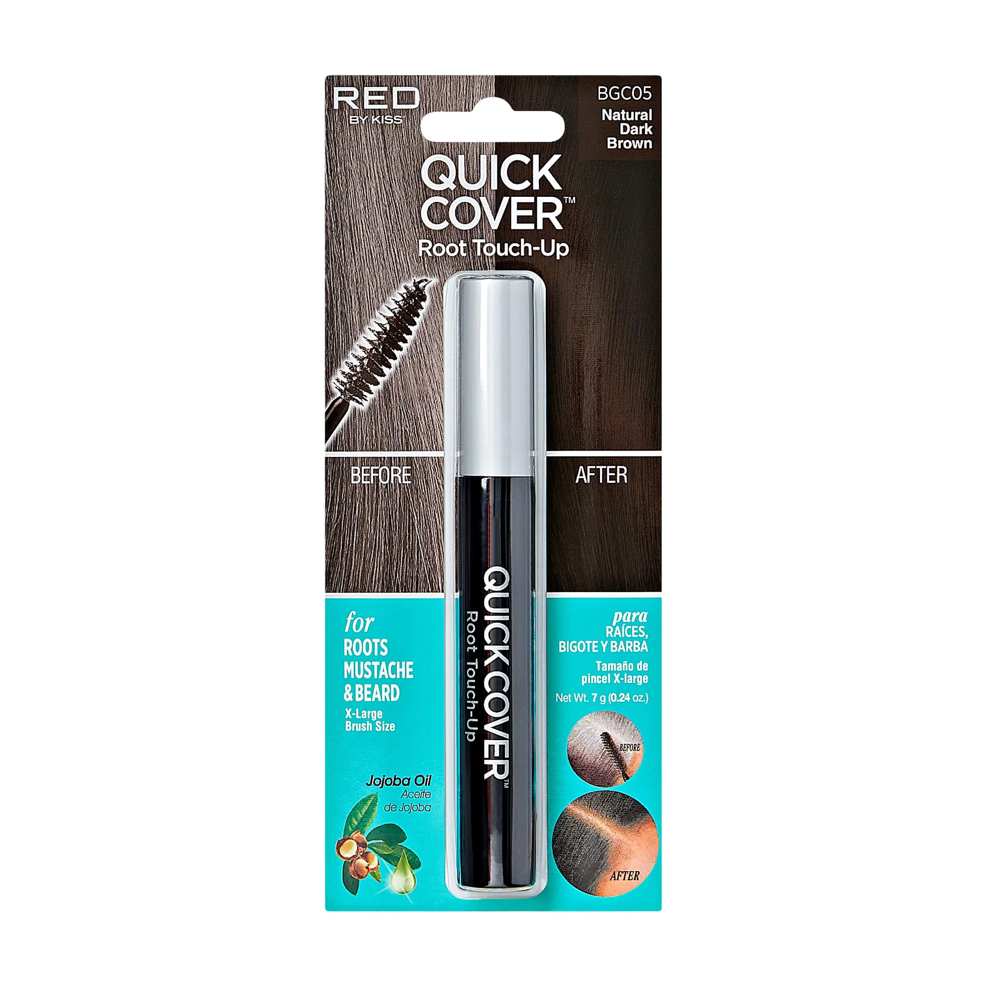 Original RED by KISS Quick Cover Root Touch Up Rescue Natural Dark Brown Mascara Natural Water-Resistant Temporary Gray Concealer Cover Up Brush for Hair Consistent