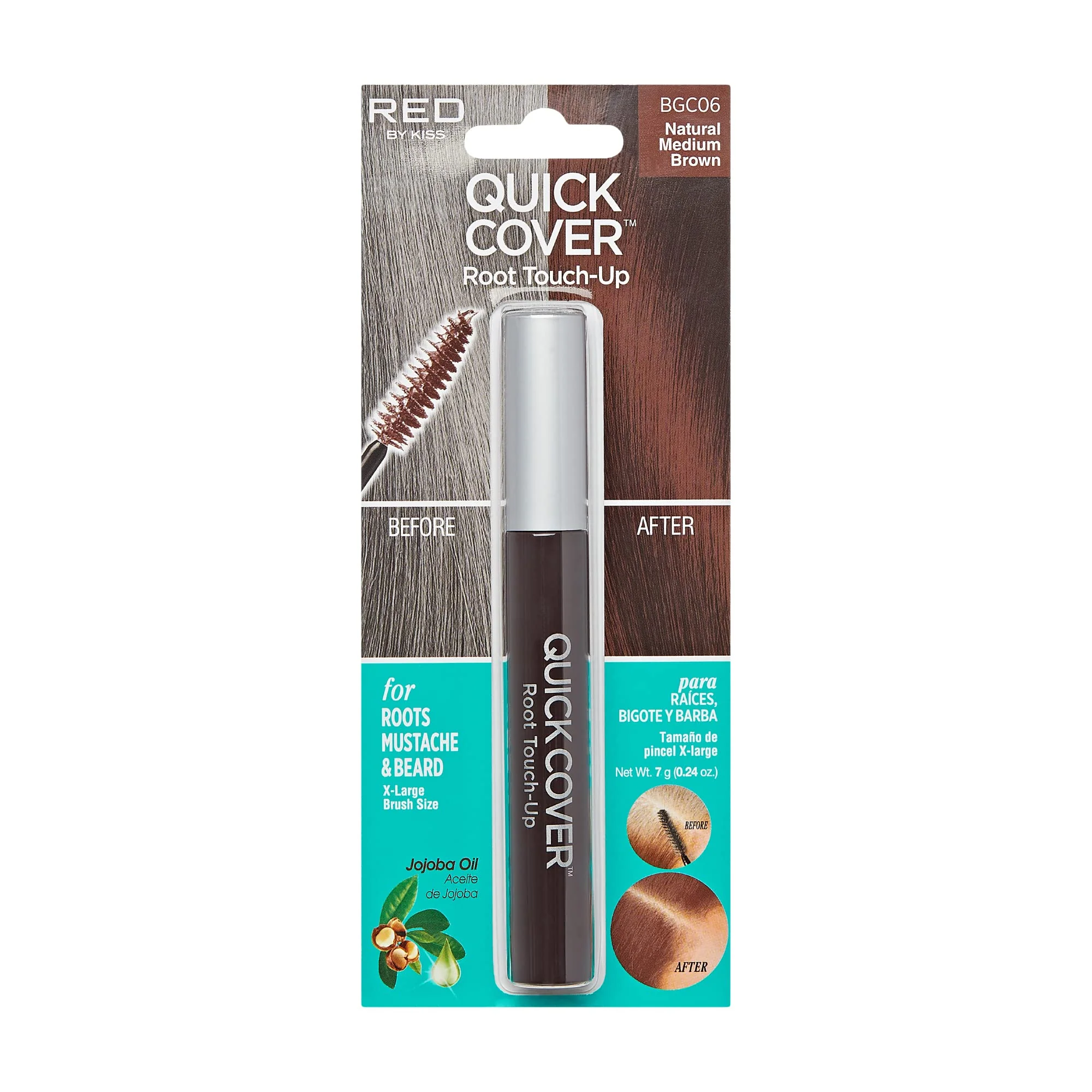 Luxury RED by KISS Quick Cover Root Touch Up Rescue Natural Medium Brown Mascara Natural Water-Resistant Temporary Gray Concealer Cover Up Brush for Hair Organic