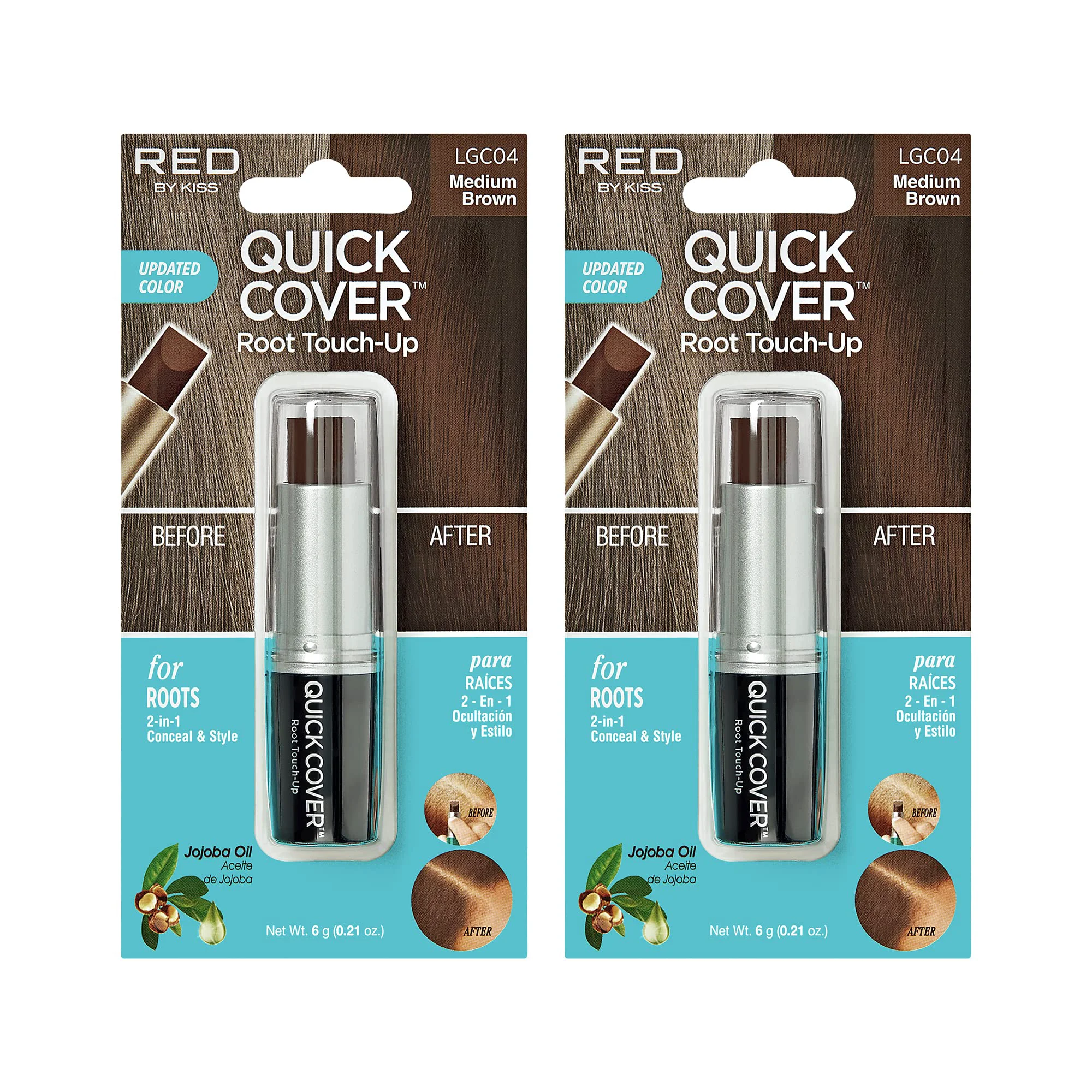 World-Class RED by Kiss Quick Cover Root Touch Up Stick Water-Resistant Temporary Gray Hair Concealer with Brush for Roots and Beard Long-Lasting Coverage Easy Excellent