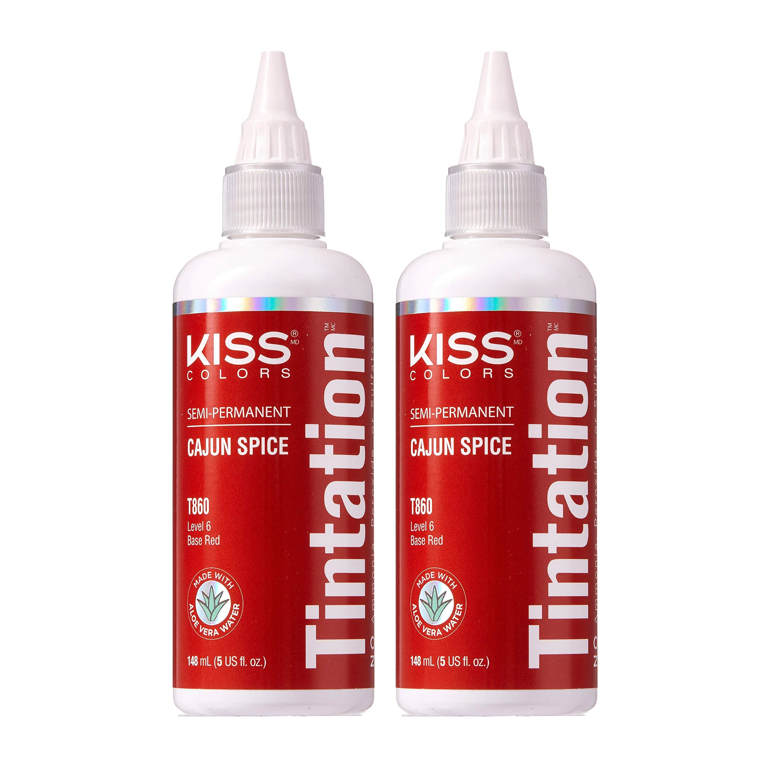 Enhanced Red by Kiss Tintation Semi-Permanent Hair Color Aloe Vera Water Based Argan Oil Olive Oil Collagen Keratin Long-Lasting Color Dye Cajun Spice Breathable