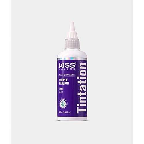 Relaxed Red by Kiss Tintation Semi-Permanent Hair Color Aloe Vera Water Based Argan Oil Olive Oil Collagen Keratin Long-Lasting Color Dye Purple Dependable