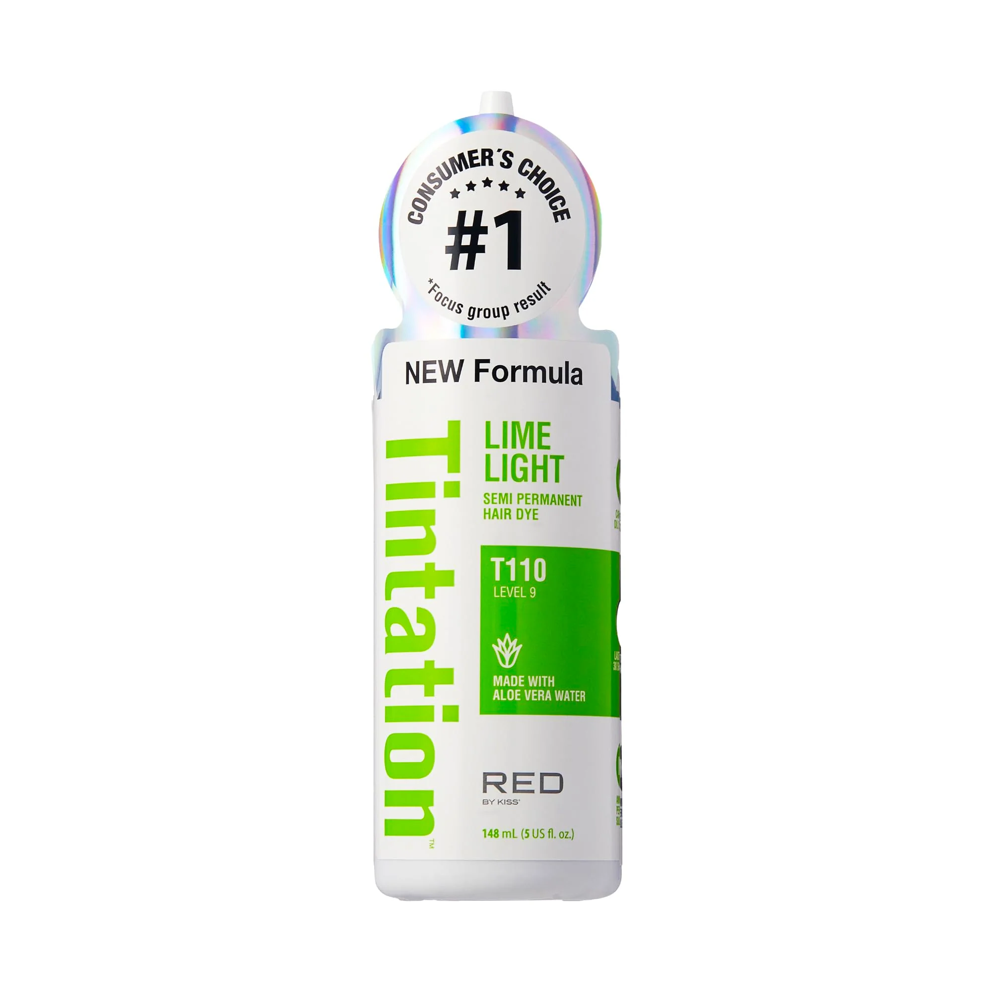 Quality Red by Kiss Tintation Semi-Permanent Hair Color Aloe Vera Water Based Argan Oil Olive Oil Collagen Keratin Long-Lasting Color Dye Lime Light Effective